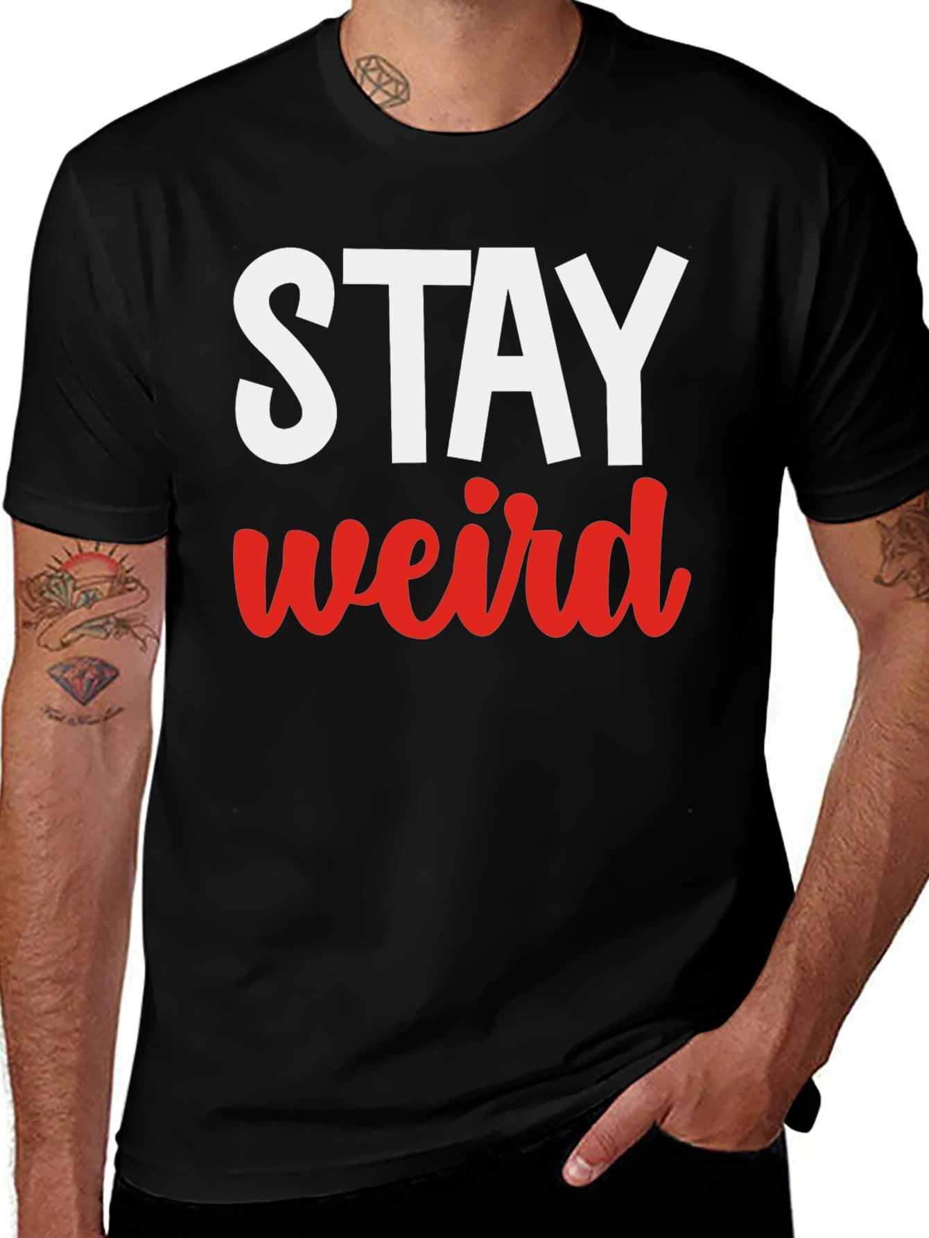 Variant 25 of Stay Weird Graphic Tee - Black Casual T-Shirt