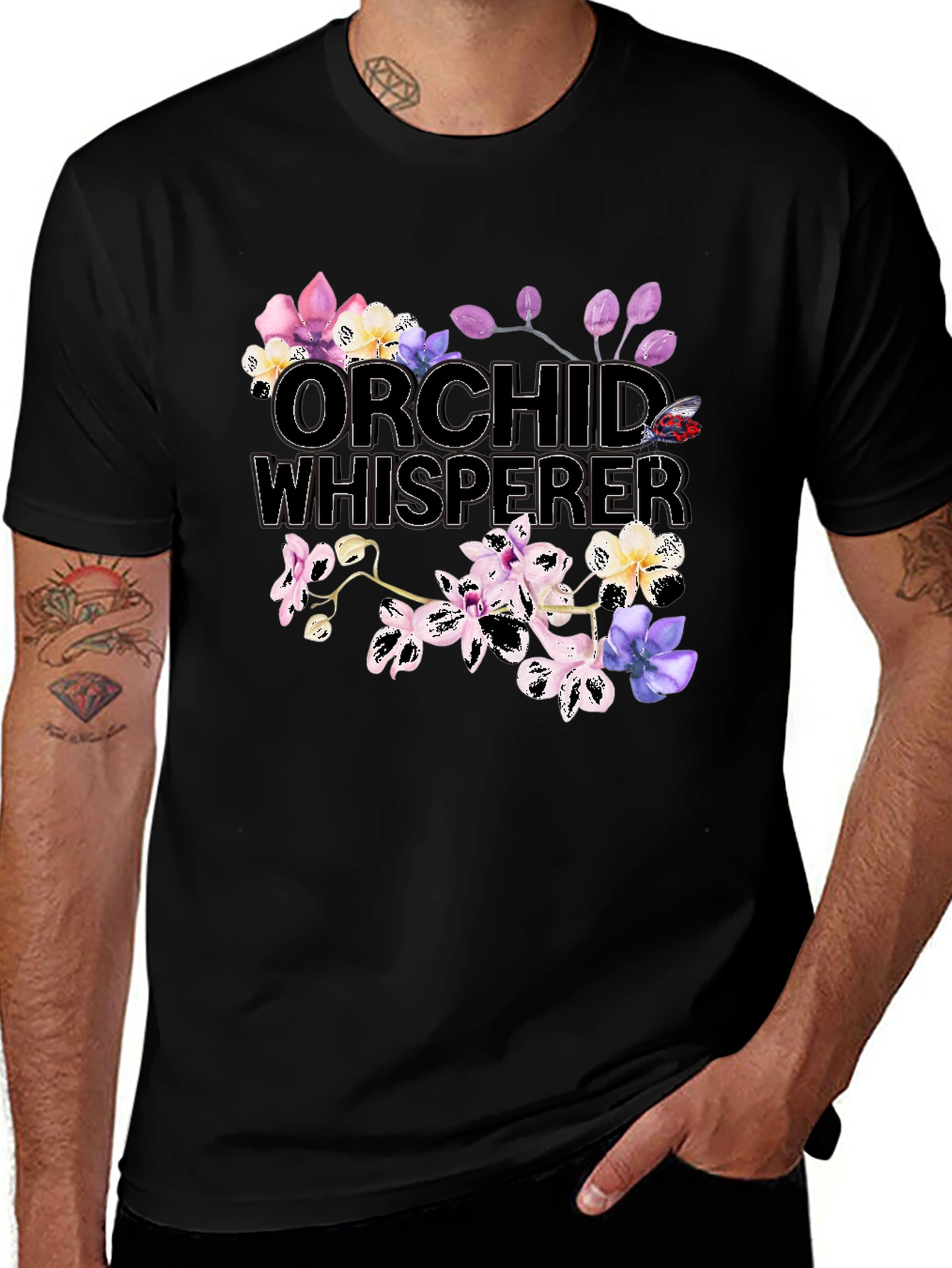 Orchid Whisperer Graphic T-Shirt - Floral Design