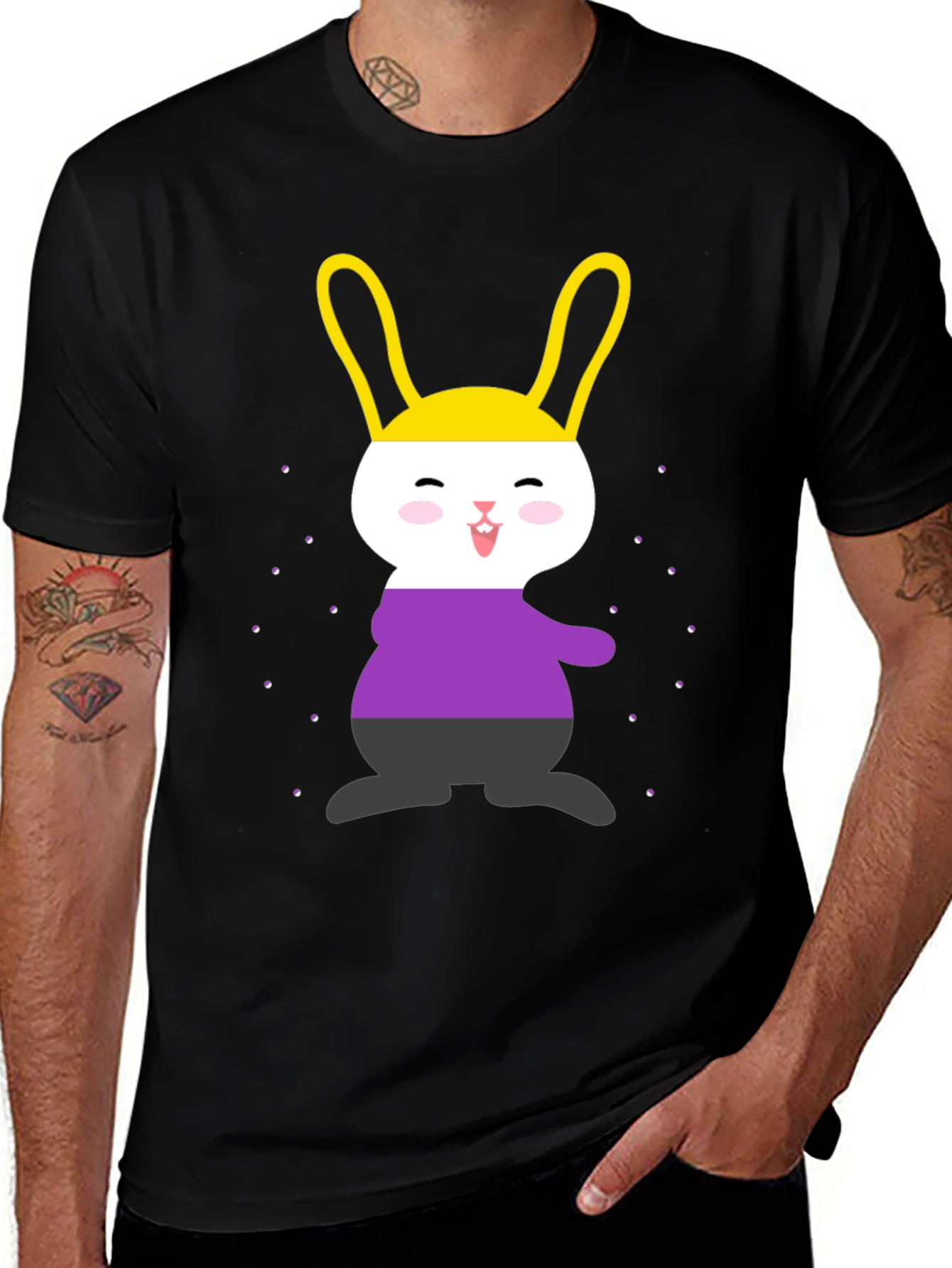 Black Nonbinary Pride Bunny T-Shirt main image