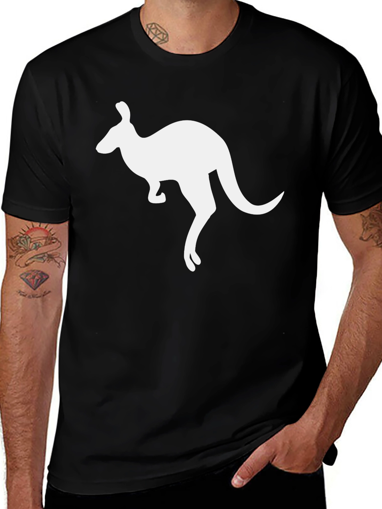 Variant 30 of Kangaroo Graphic Tee - Black Cotton T-Shirt