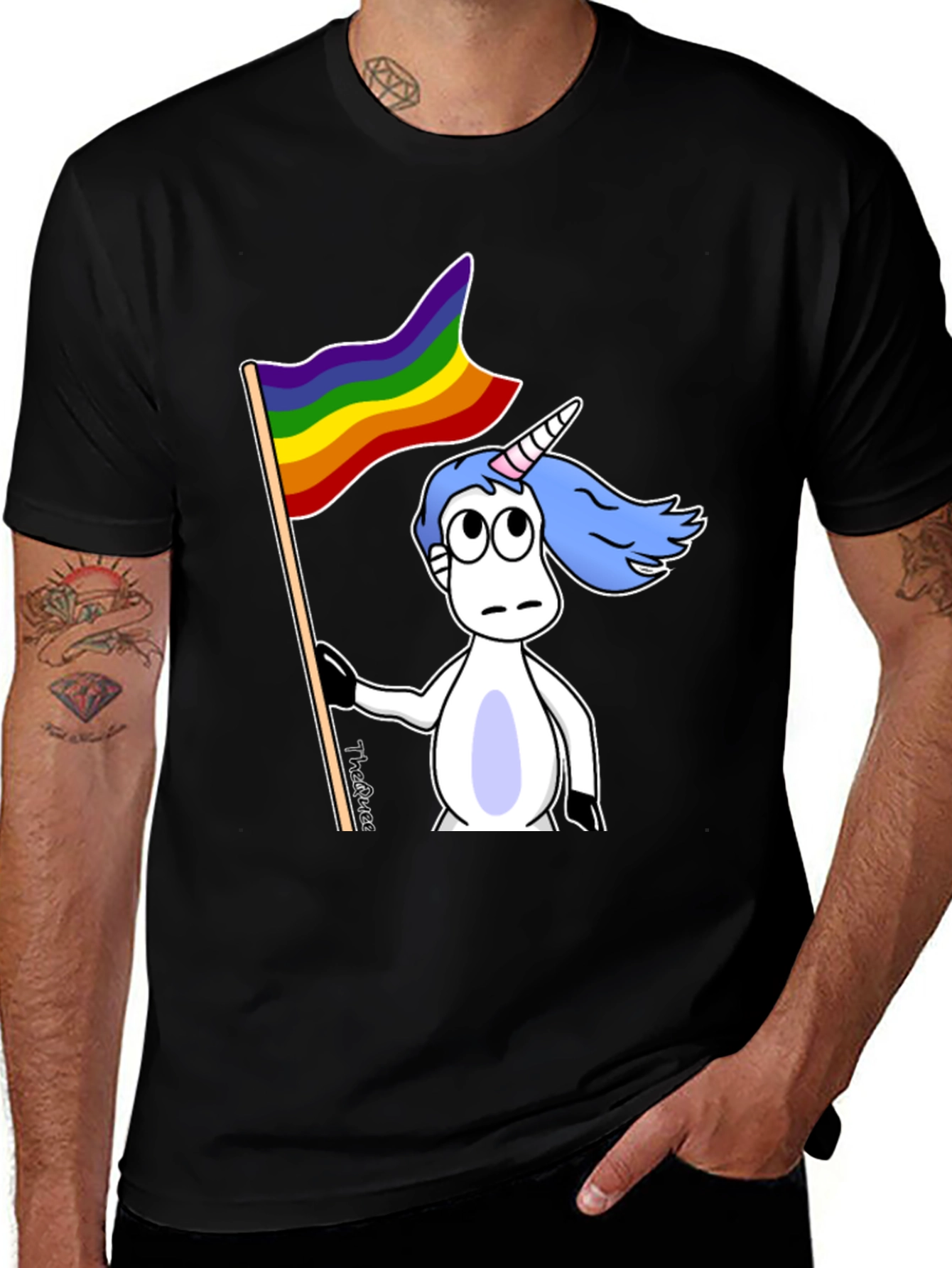 Variant 23 of Unicorn Pride Flag Black T-Shirt