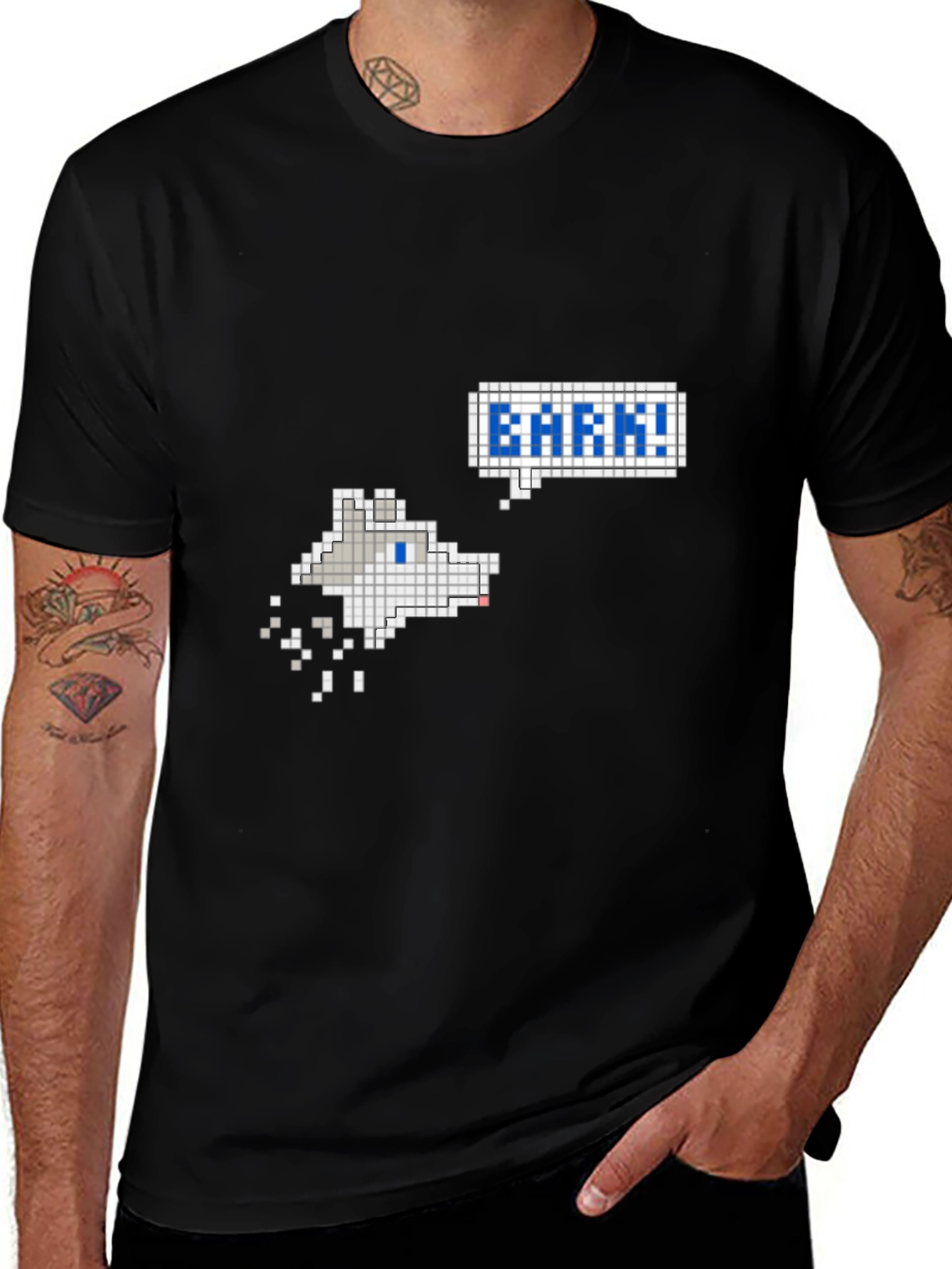 Pixel Dog Bark T-Shirt - Retro Gaming Style
