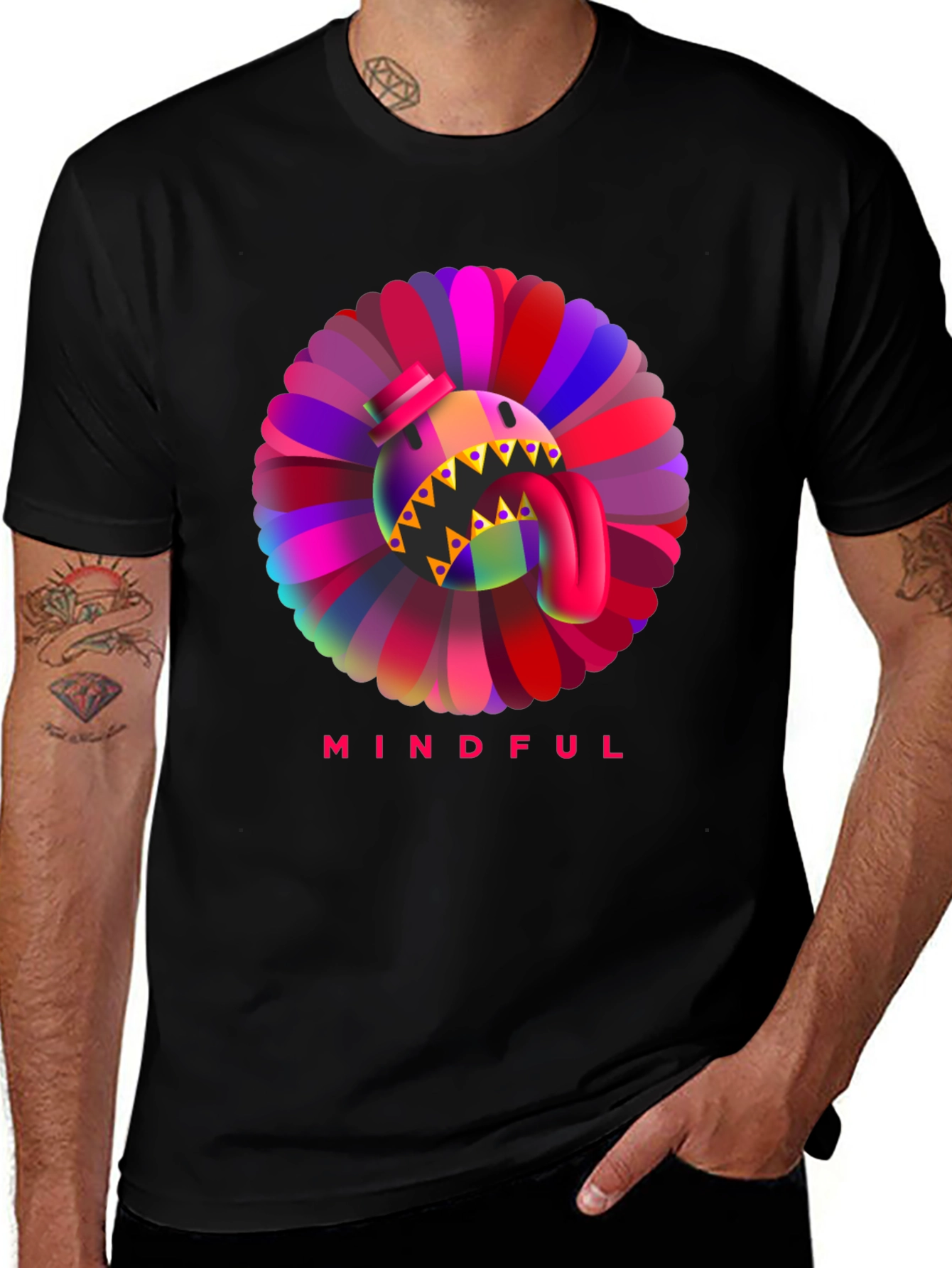 Variant 15 of Mindful Monster Graphic Black T-Shirt