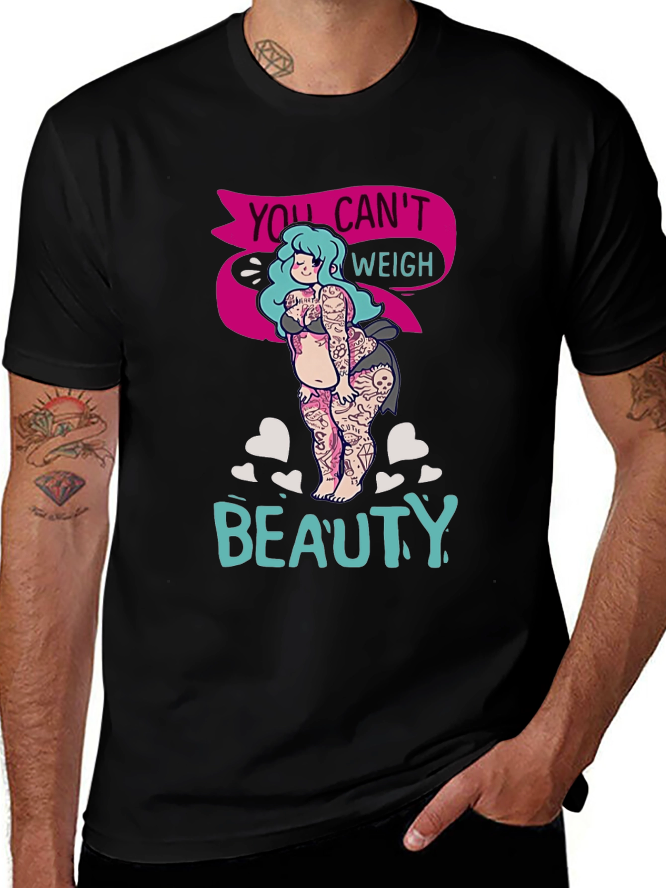Variant 10 of Body Positive Tee: You Can't Weigh Beauty