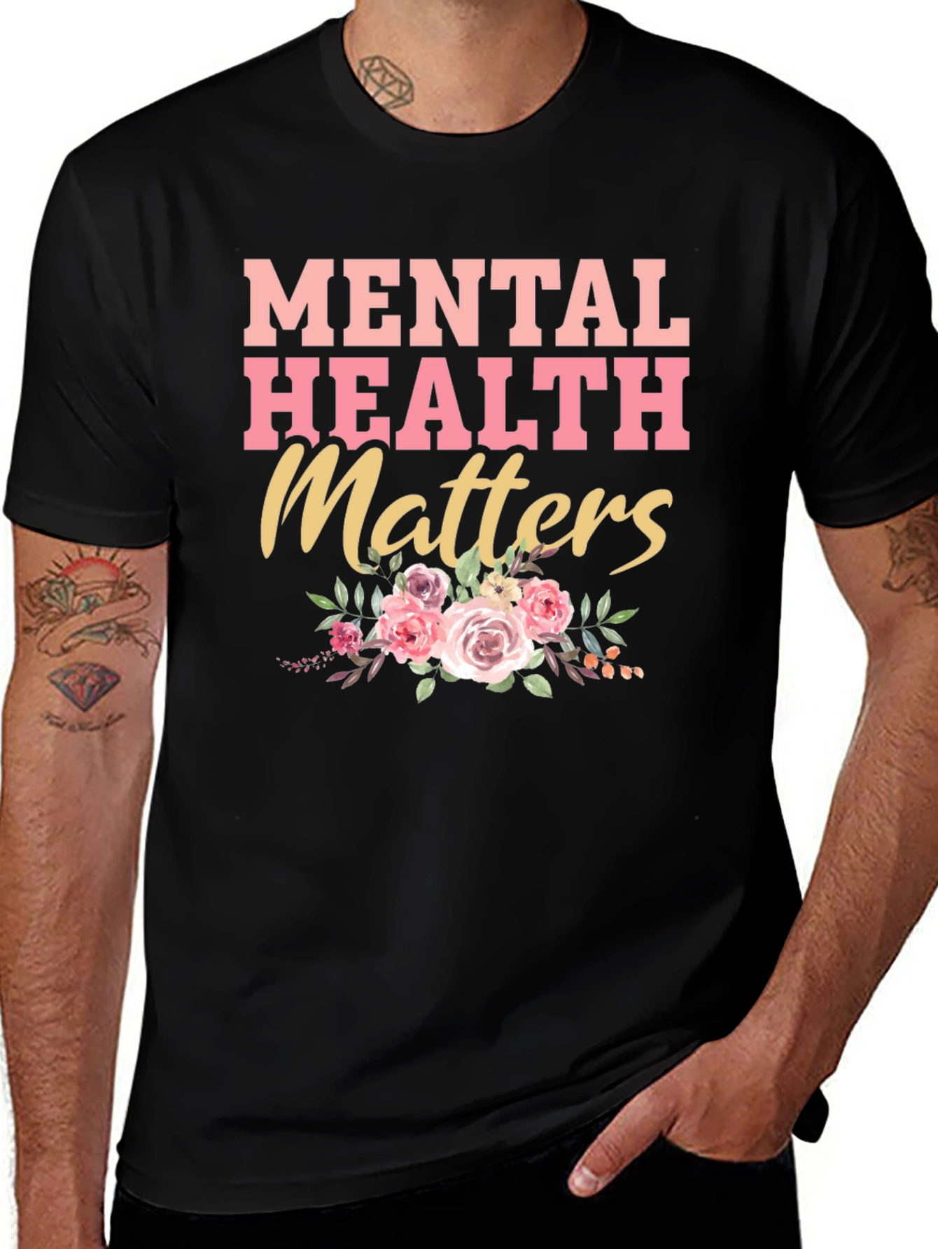 Variant 4 of Mental Health Matters Floral T-Shirt