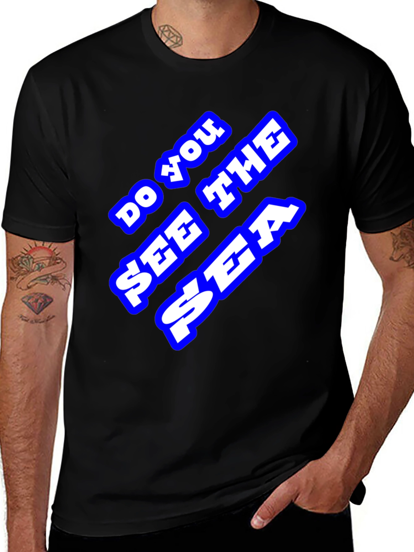 Variant 11 of Do You See the Sea? Graphic Black T-Shirt