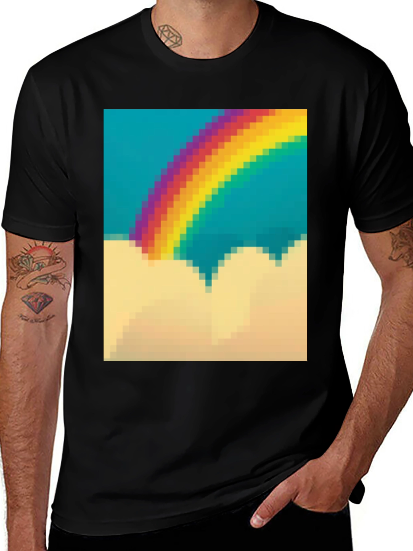 Variant 13 of Pixel Rainbow Graphic Tee - Stylish & Unique
