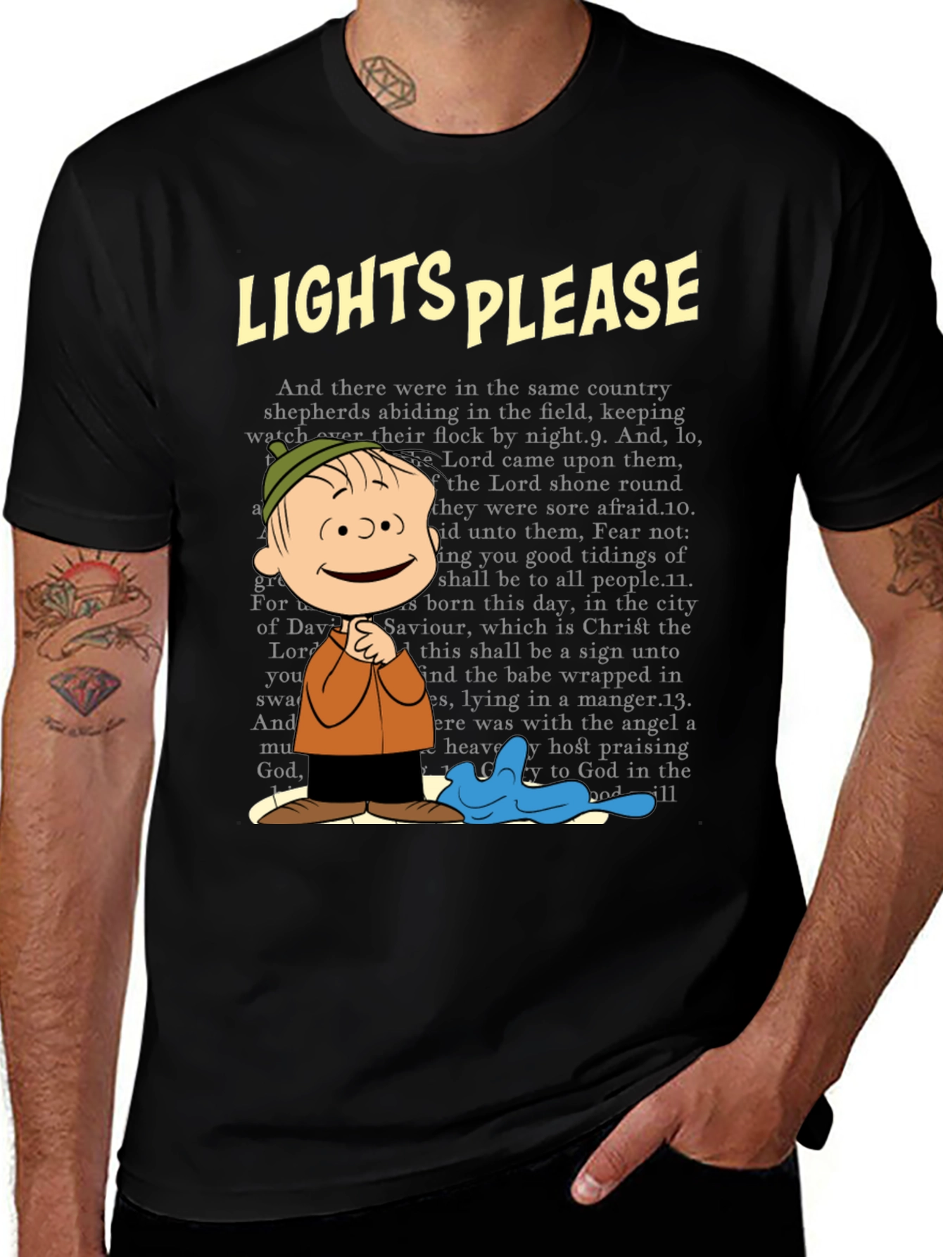 Lights Please Linus T-Shirt - Christmas Carol Tee
