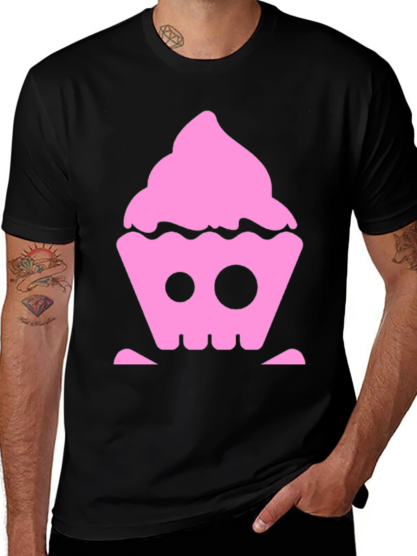 Variant 23 of Cupcake Skull Graphic T-Shirt - Black