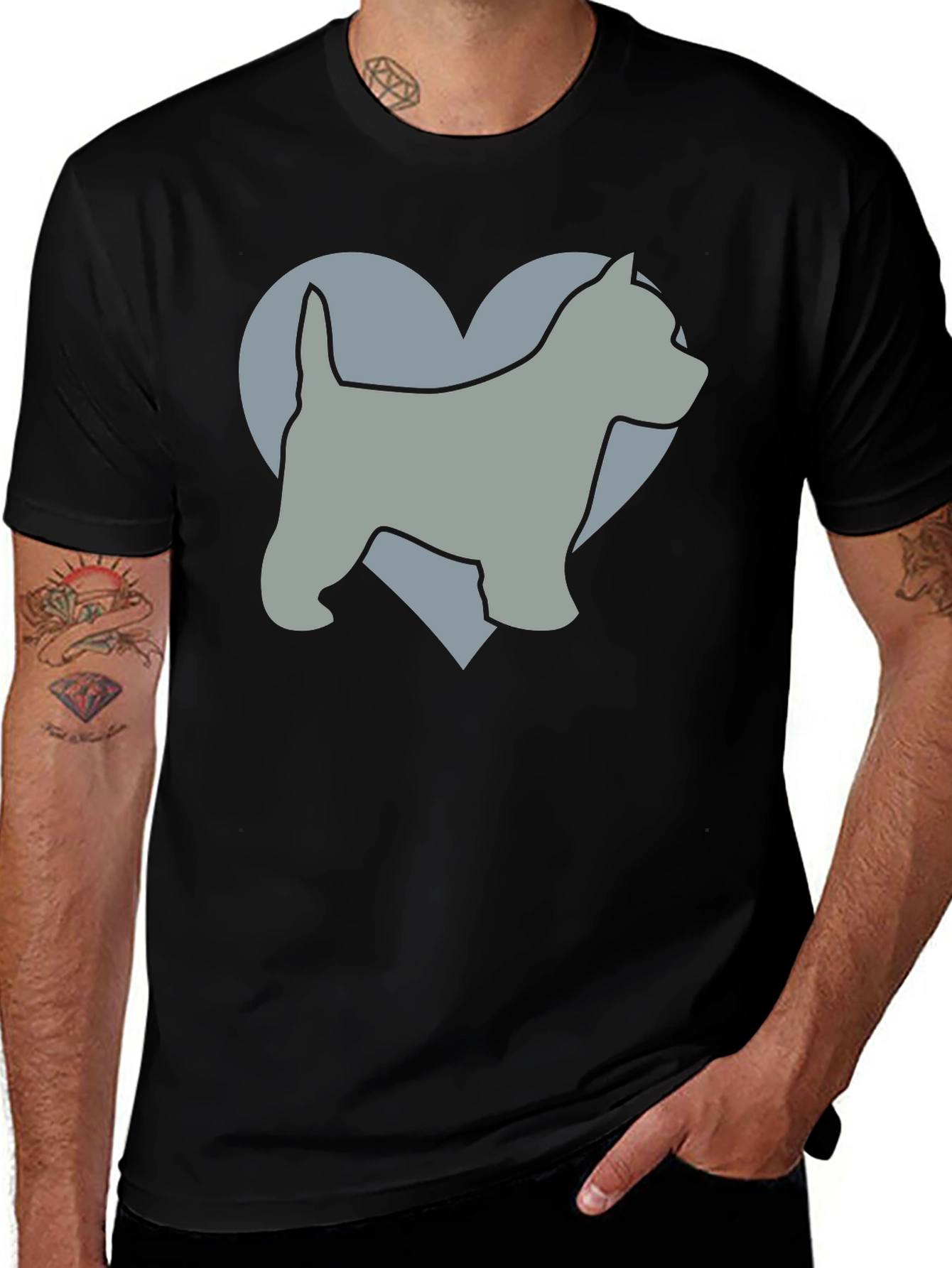 Variant 12 of Dog Lover Tee: Westie Heart Graphic Black T-Shirt