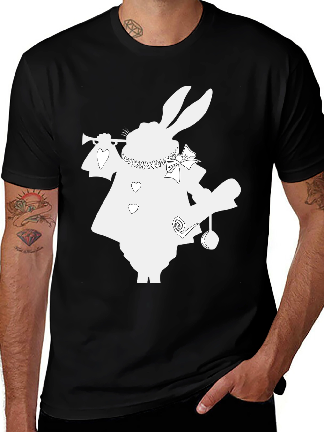 White Rabbit T-Shirt - Unique Alice in Wonderland Design