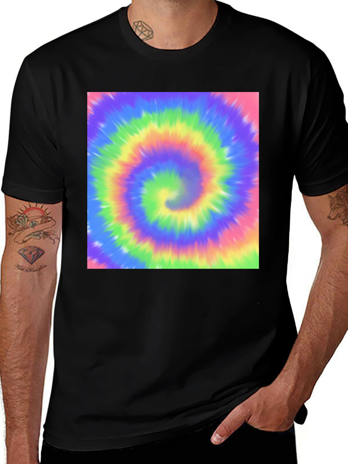 Psychedelic Swirl T-Shirt - Black Crew Neck Tee