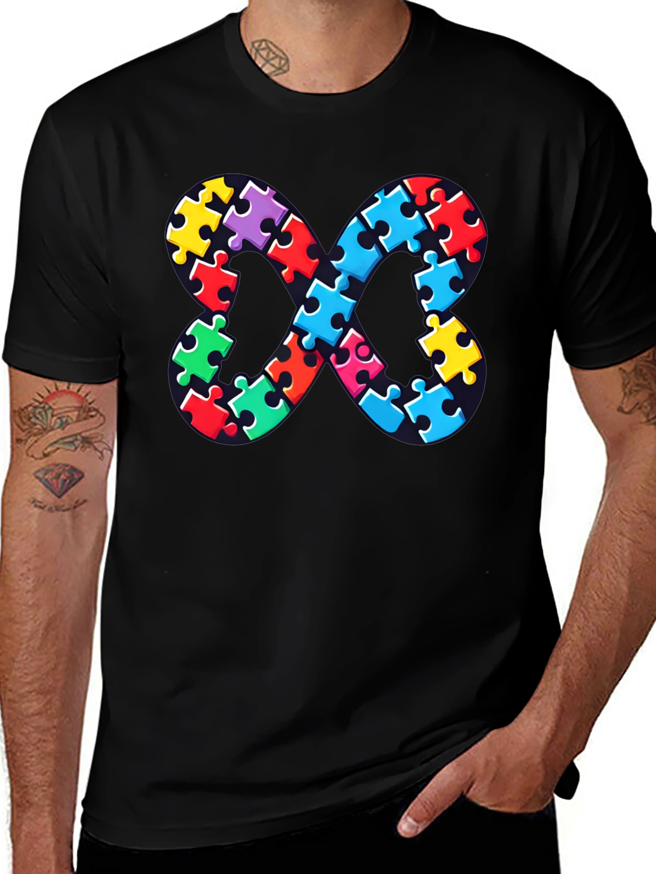 Variant 23 of Autism Awareness Infinity Puzzle Piece T-Shirt