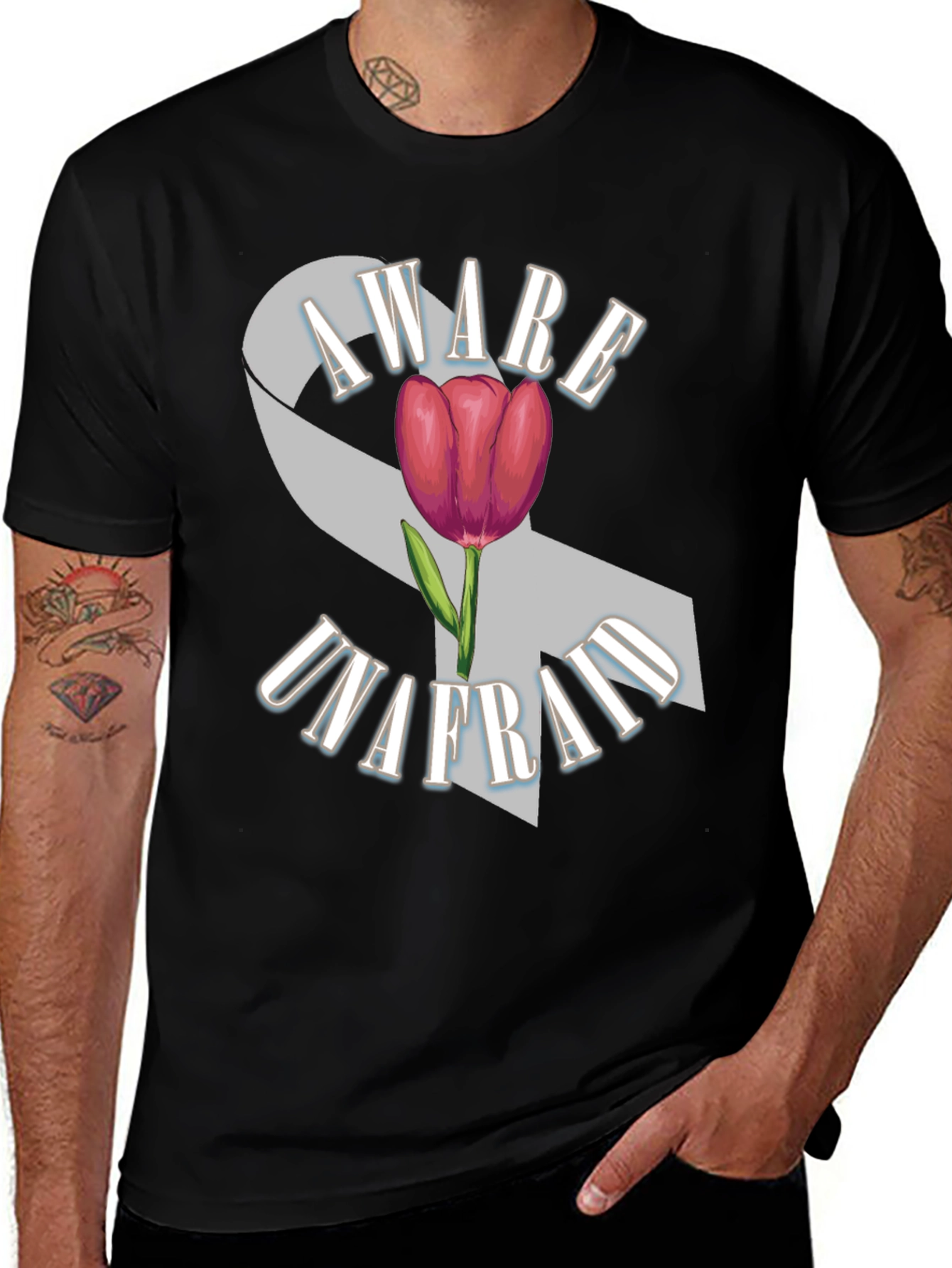 Variant 18 of Aware Unafraid Ribbon & Tulip T-Shirt