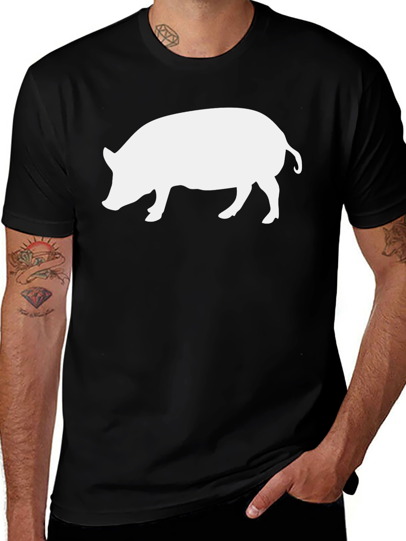 Black Boar Silhouette Graphic T-Shirt main image