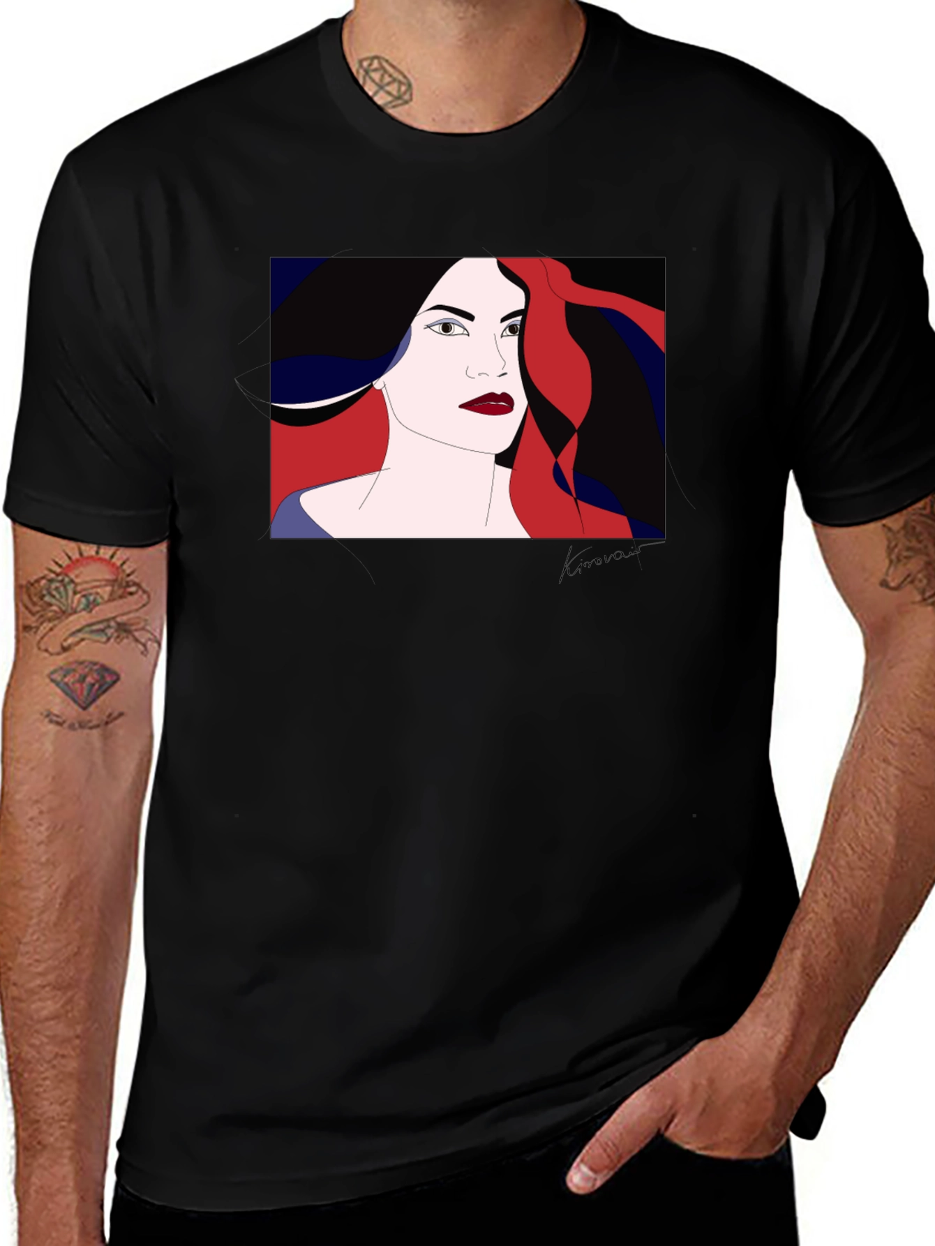 Variant 9 of Abstract Woman Graphic Black T-Shirt