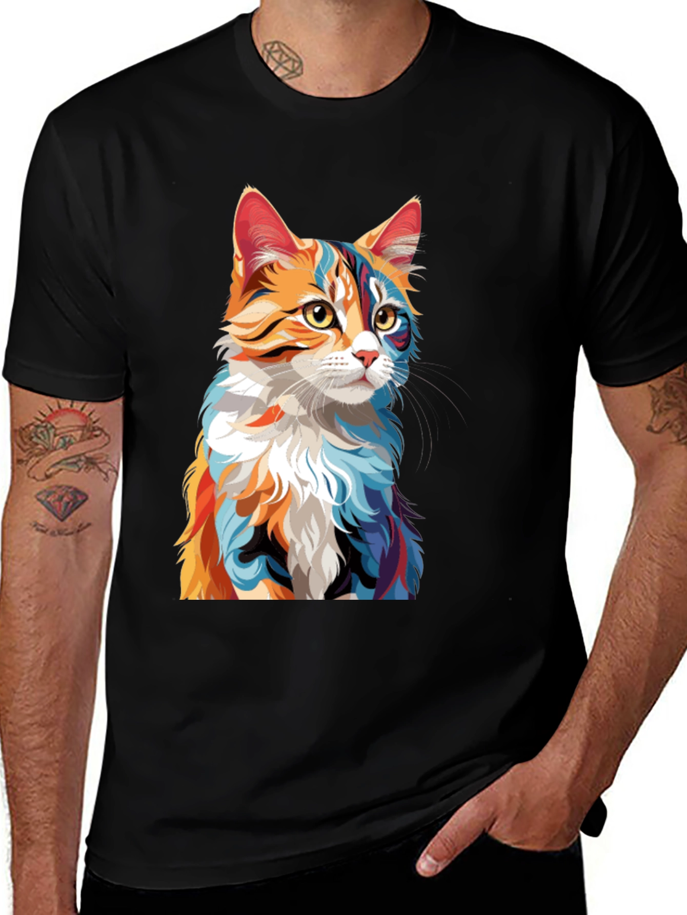 Variant 7 of Colorful Cat Graphic Tee