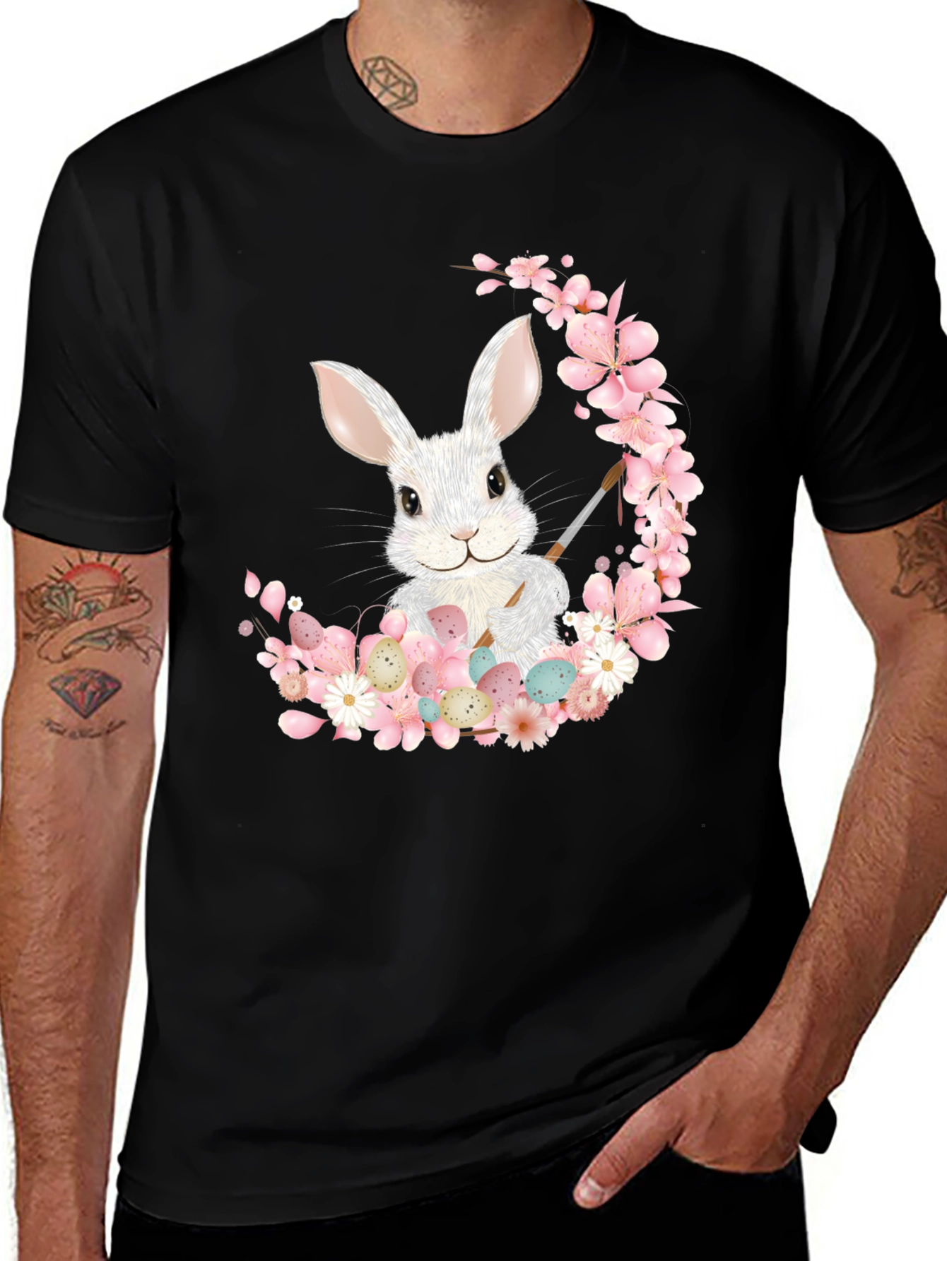 Variant 24 of Easter Bunny T-Shirt - Floral Egg Design