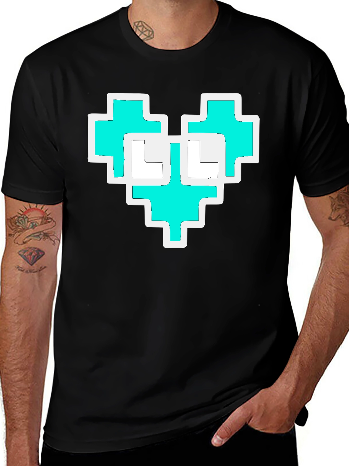 Pixel Heart Graphic Black T-Shirt