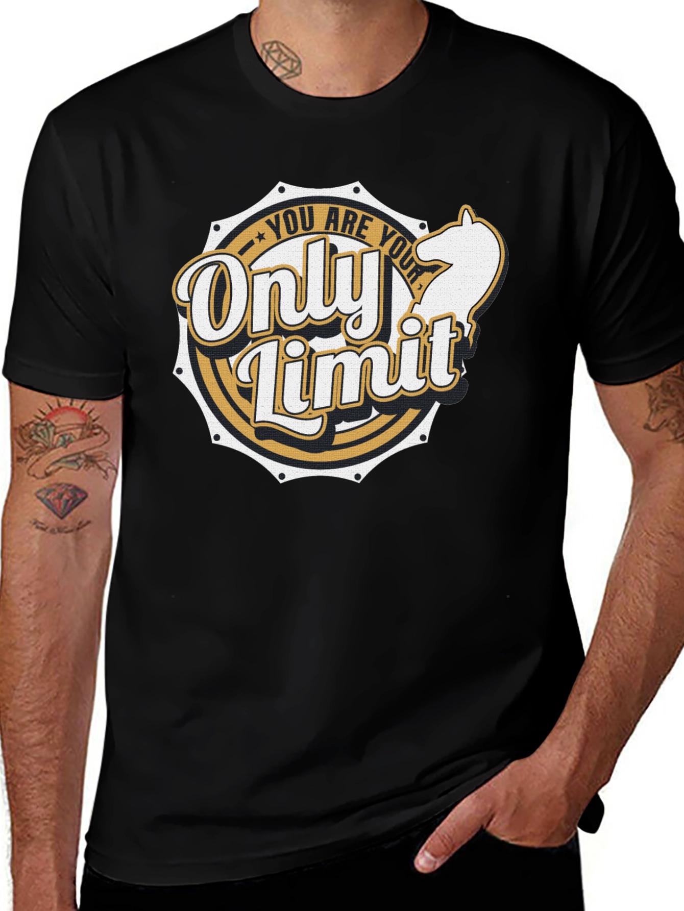 Black Motivational T-Shirt: "You Are Your Only Limit" main image