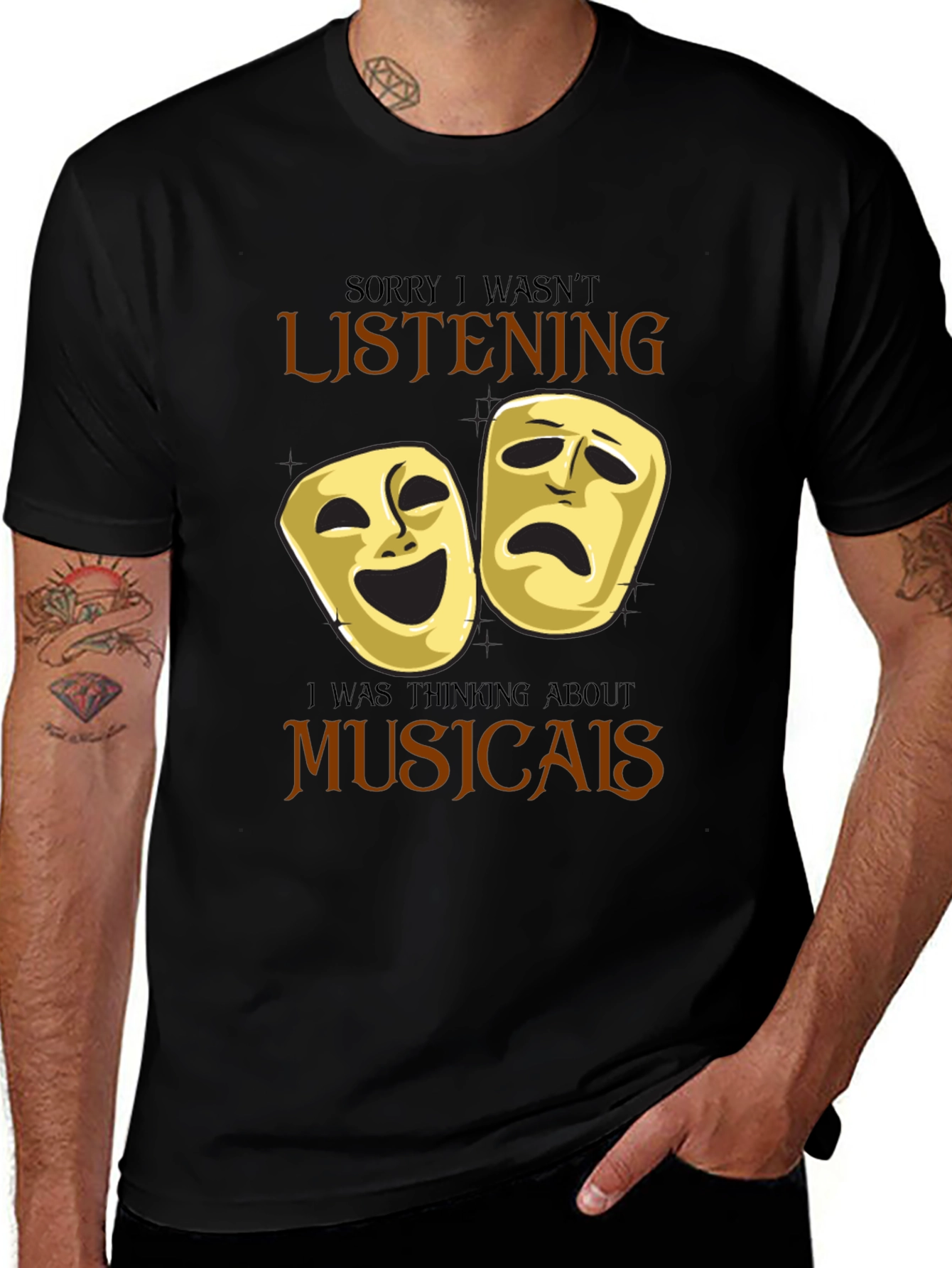 Variant 7 of Musical Theater Masks T-Shirt: Sorry Not Listening