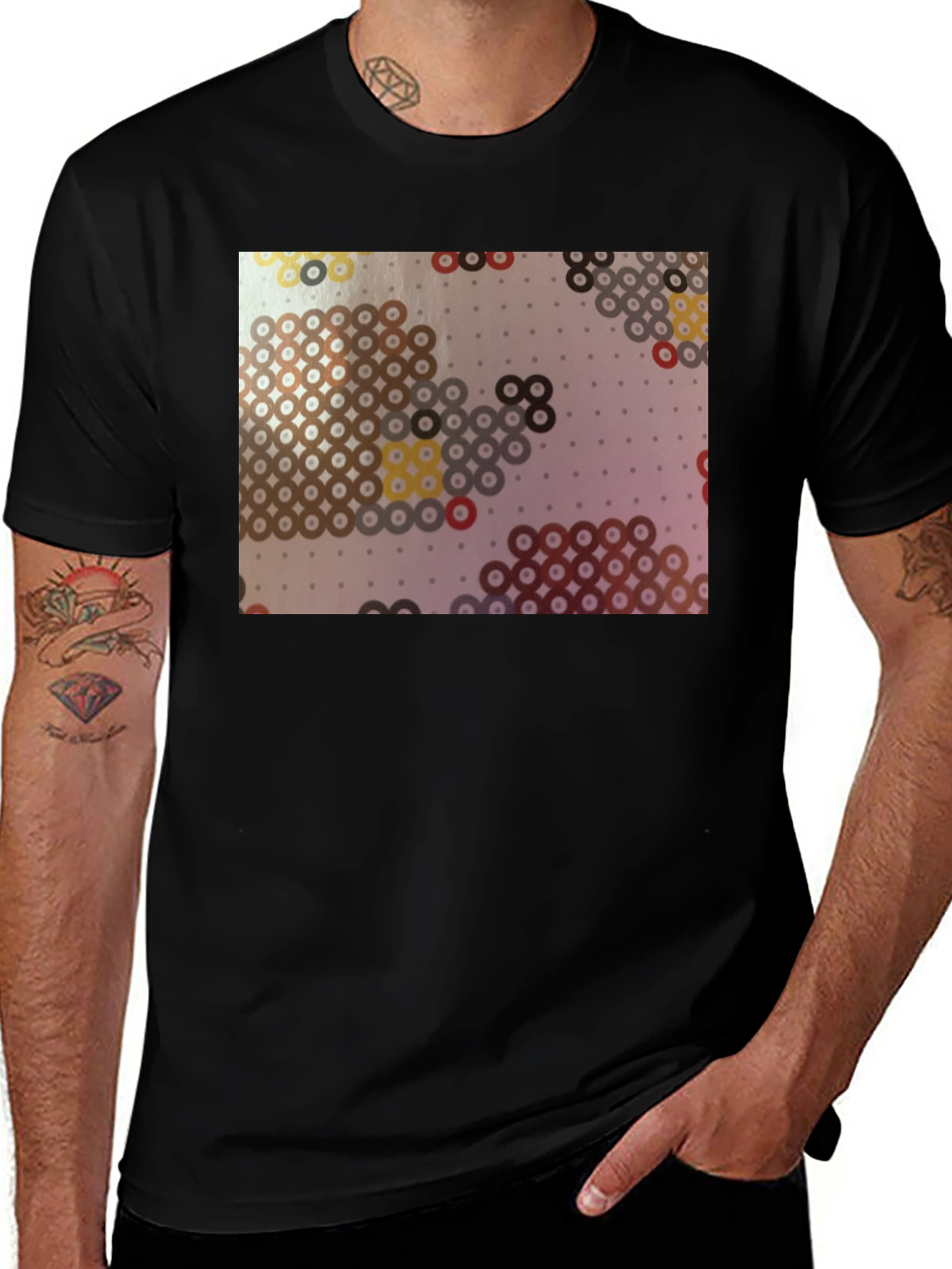 Variant 2 of Pixel Art Pattern Black T-Shirt