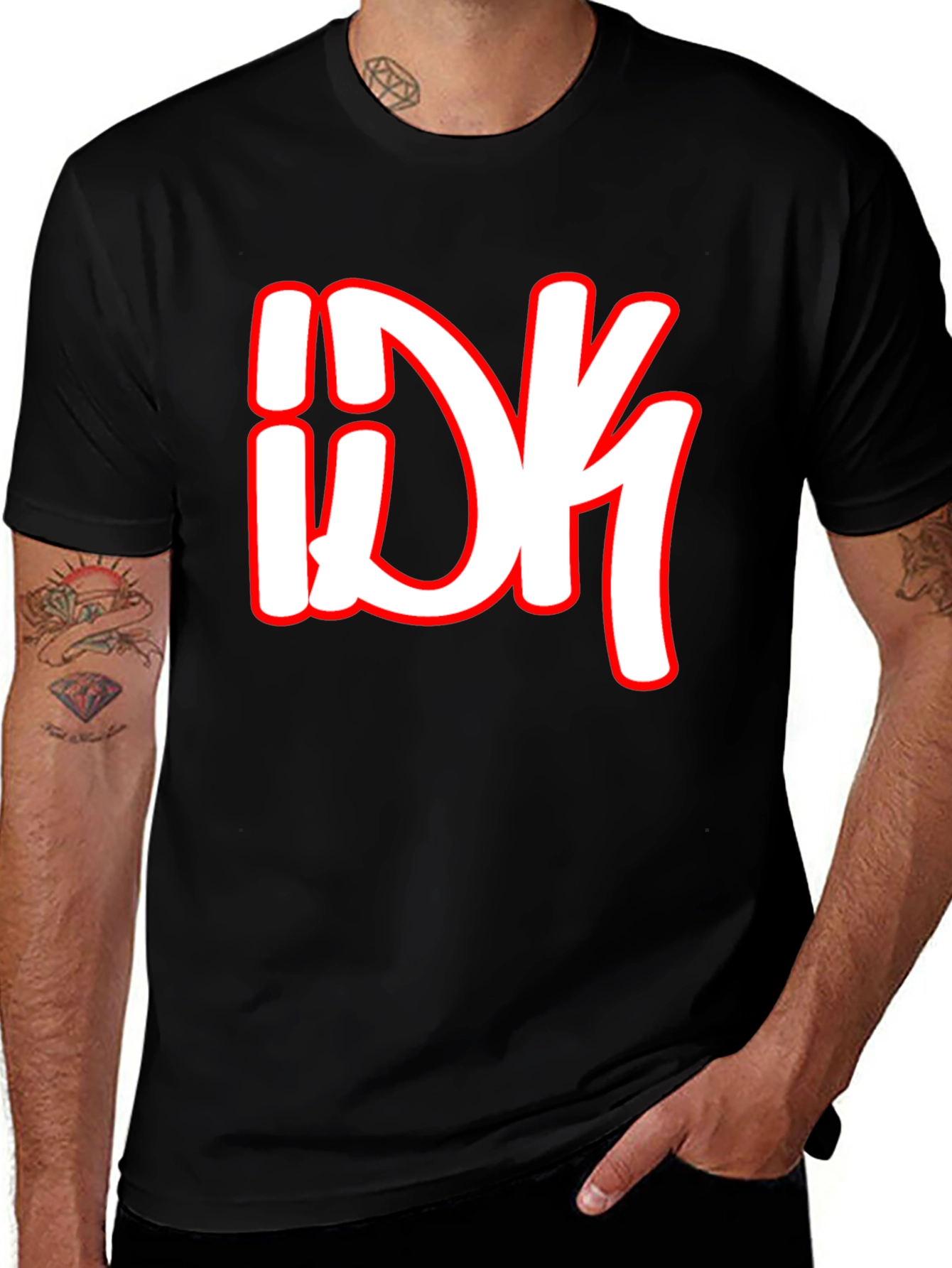 IDK Graphic T-Shirt - Black Crew Neck
