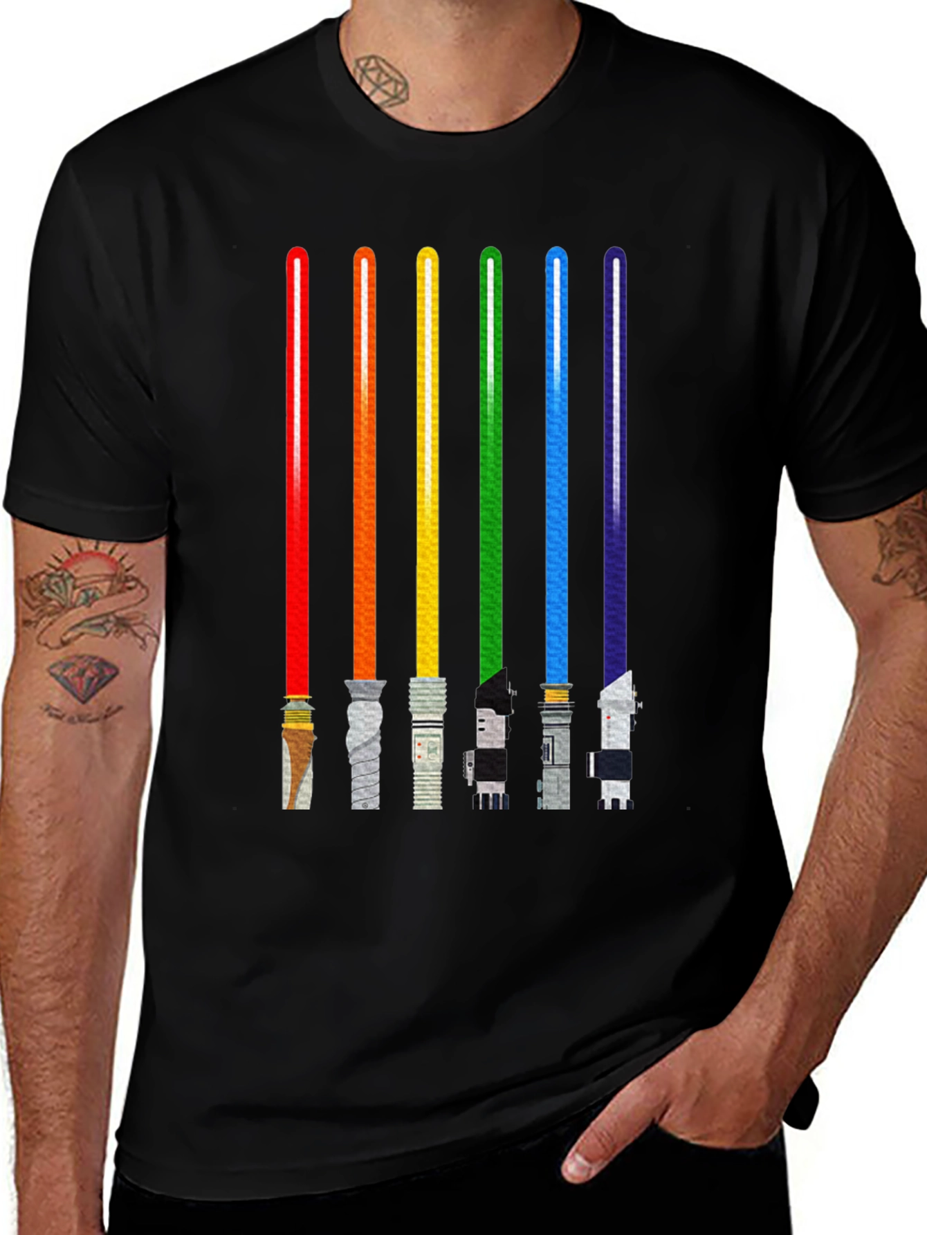 Variant 17 of Rainbow Lightsaber T-Shirt - Sci-Fi Geek Tee