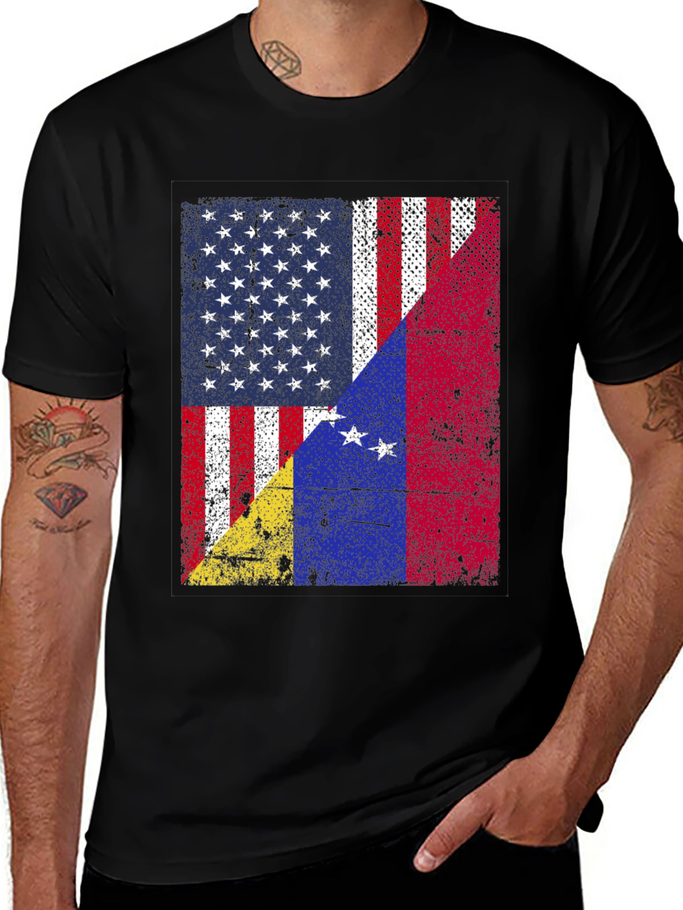 USA & Venezuela Flag T-Shirt Patriotic Pride