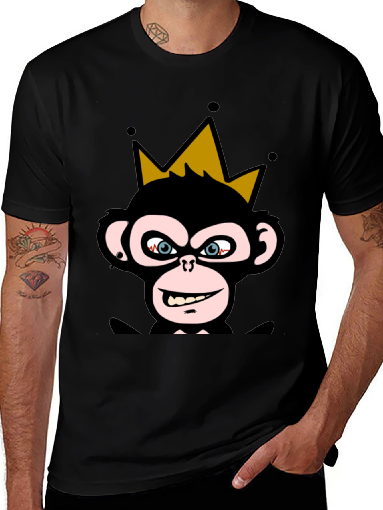 Variant 10 of King Monkey Graphic Tee - Black Crew Neck