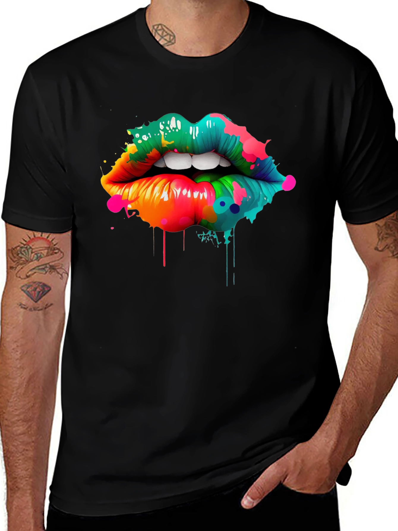 Variant 21 of Colorful Lips Graphic Print T-Shirt