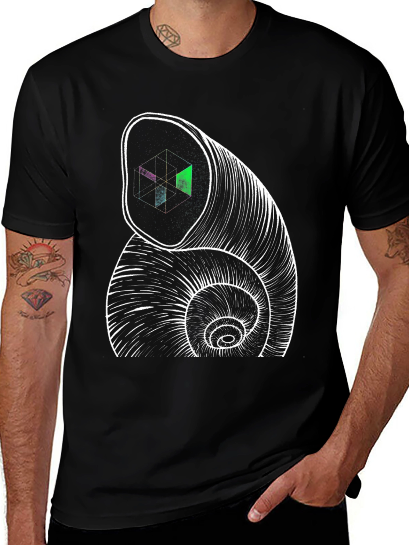 Abstract Shell Graphic Tee - Modern Black T-Shirt