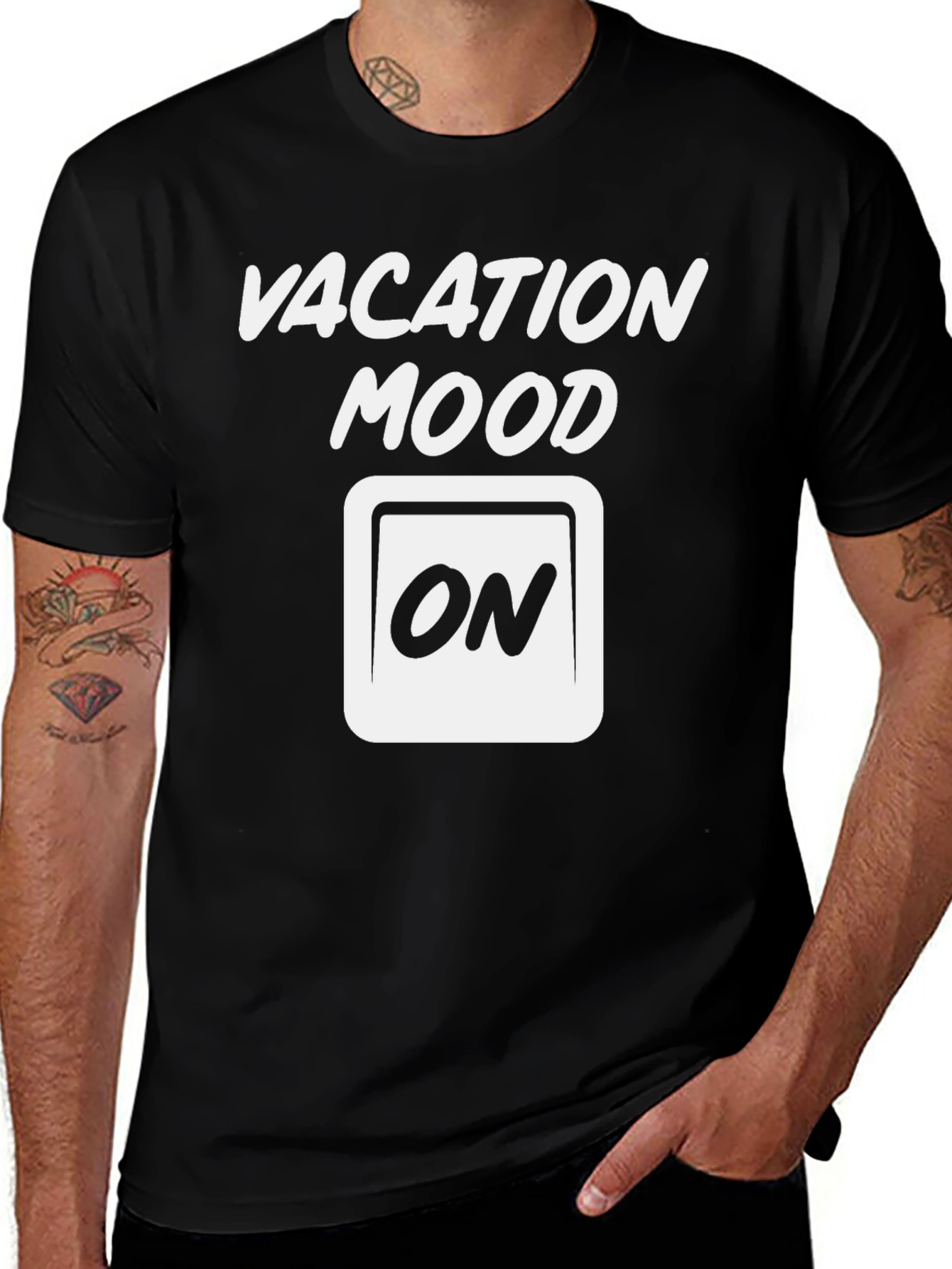 Variant 13 of Vacation Mood ON Black Graphic Tee