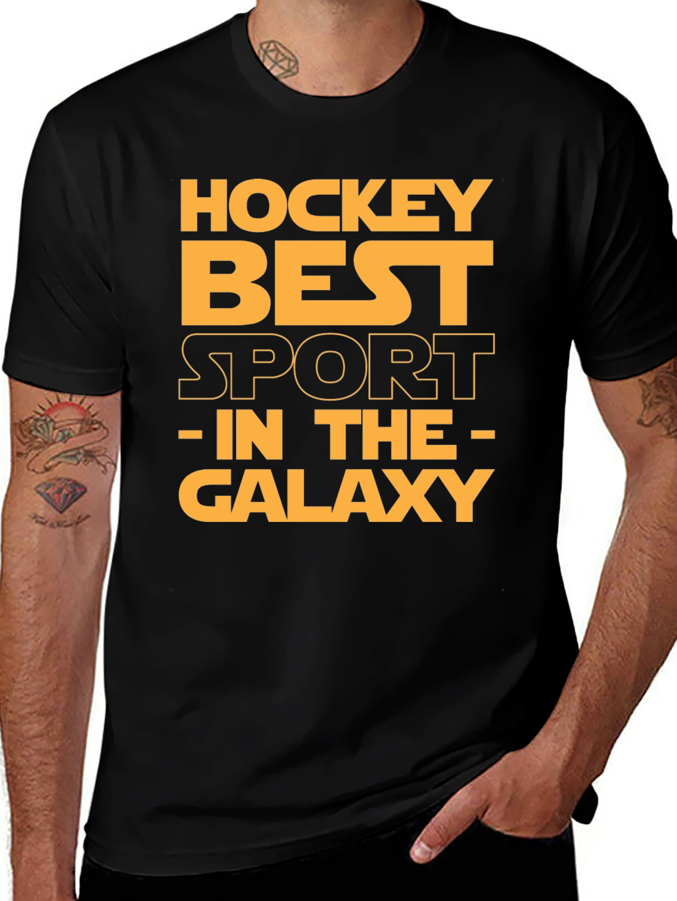 Variant 5 of Hockey Best Sport in the Galaxy Black T-Shirt