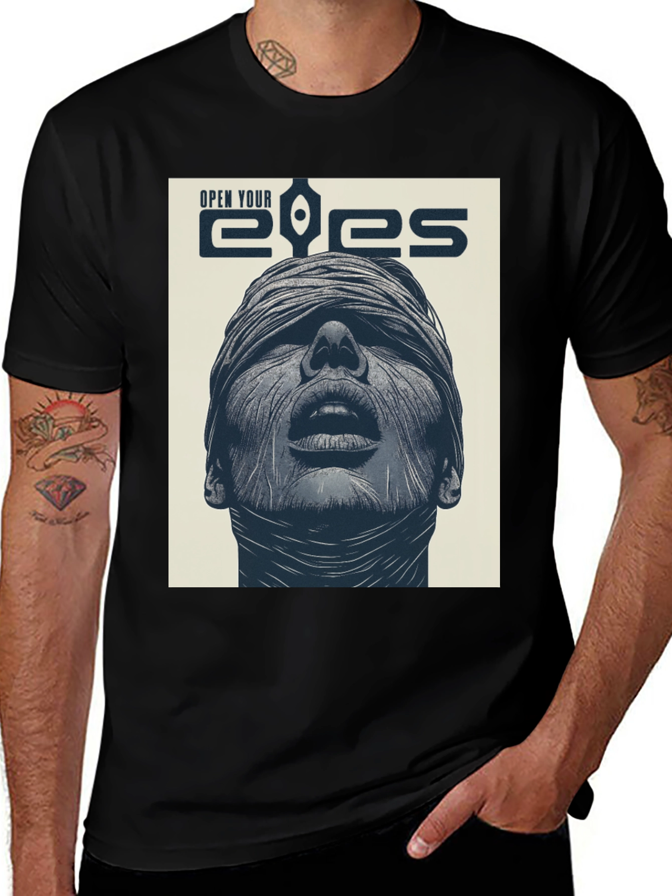 Variant 7 of Open Your Eyes Graphic Tee - Edgy Streetwear