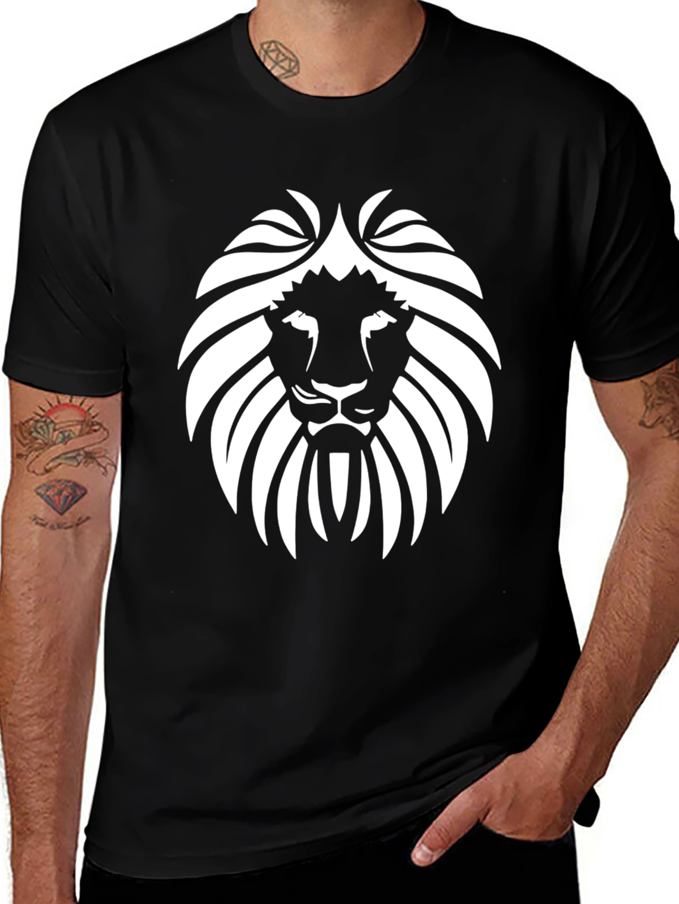 Lion Head Graphic Black T-Shirt