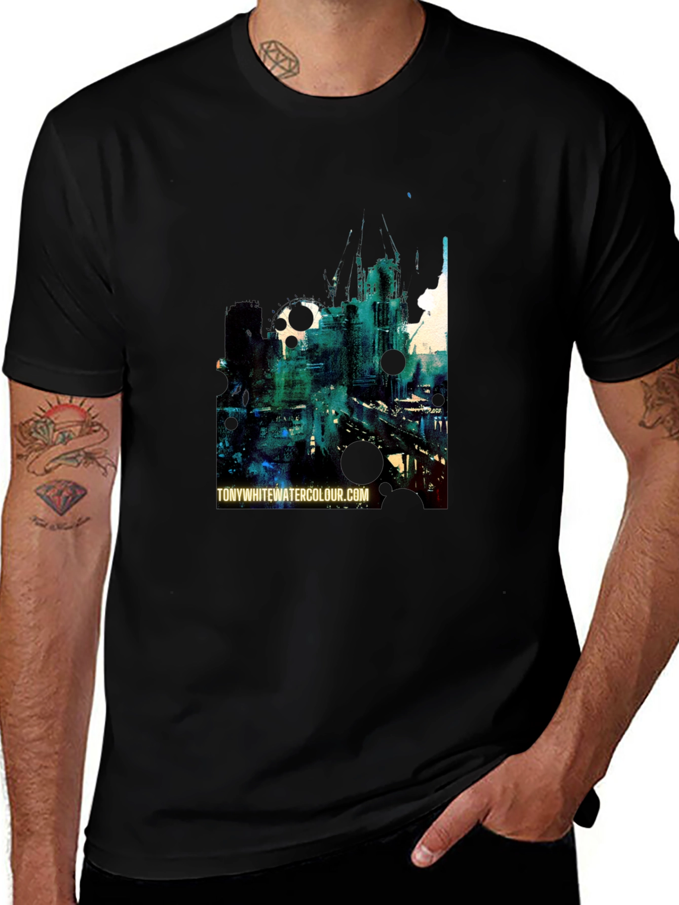 Variant 6 of Abstract Cityscape Graphic Black T-Shirt