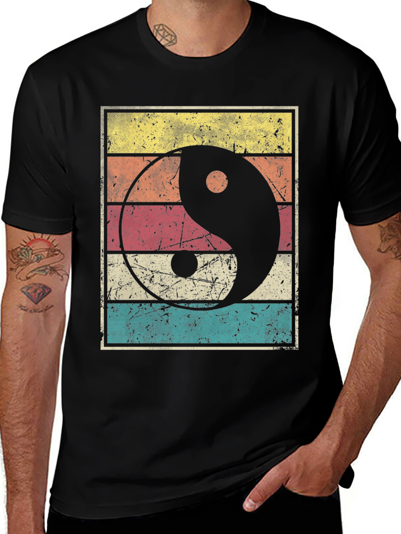 Variant 2 of Yin Yang Graphic Tee Retro Style
