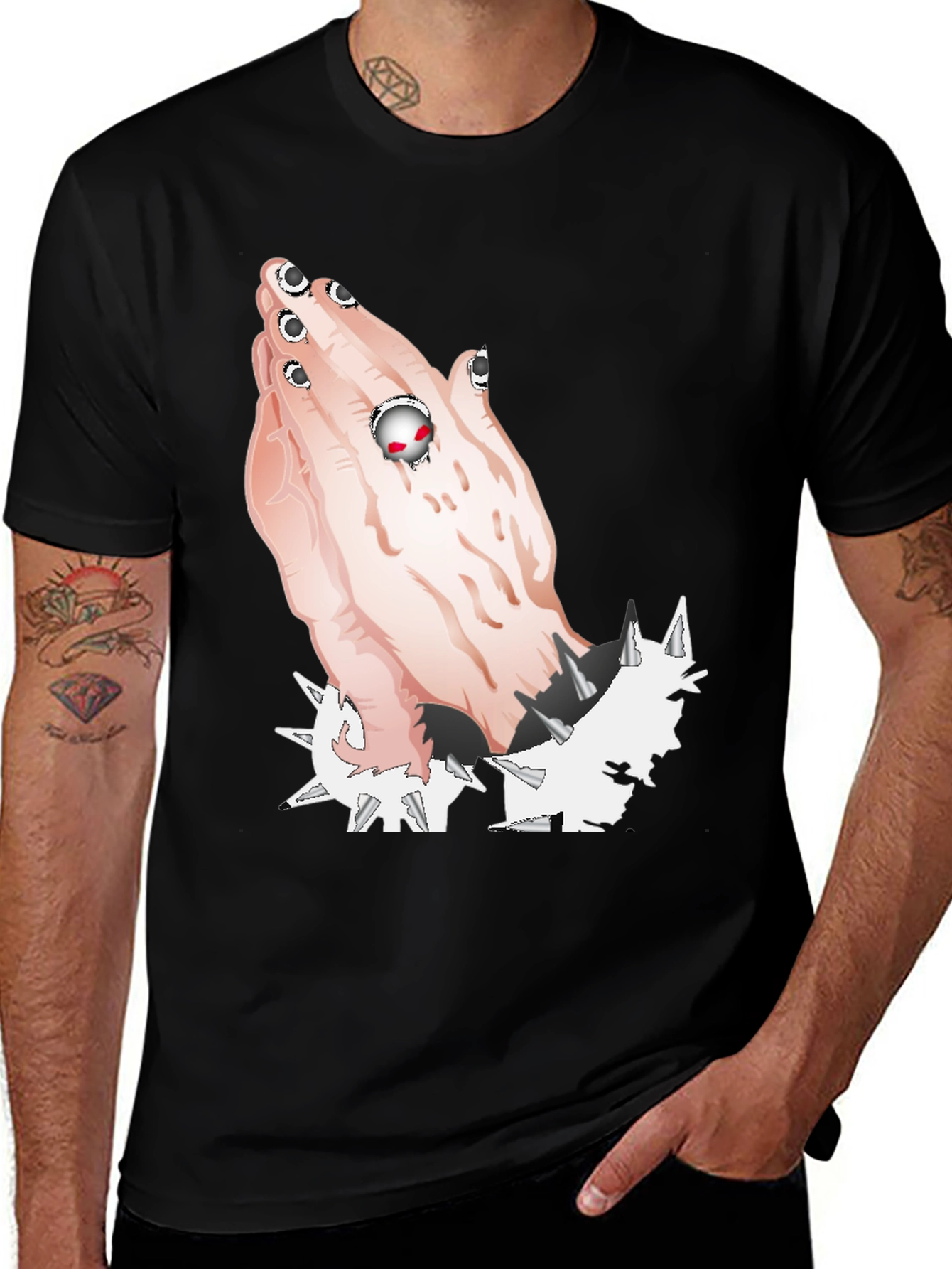 Variant 11 of Praying Hands T-Shirt - Edgy Graphic Tee