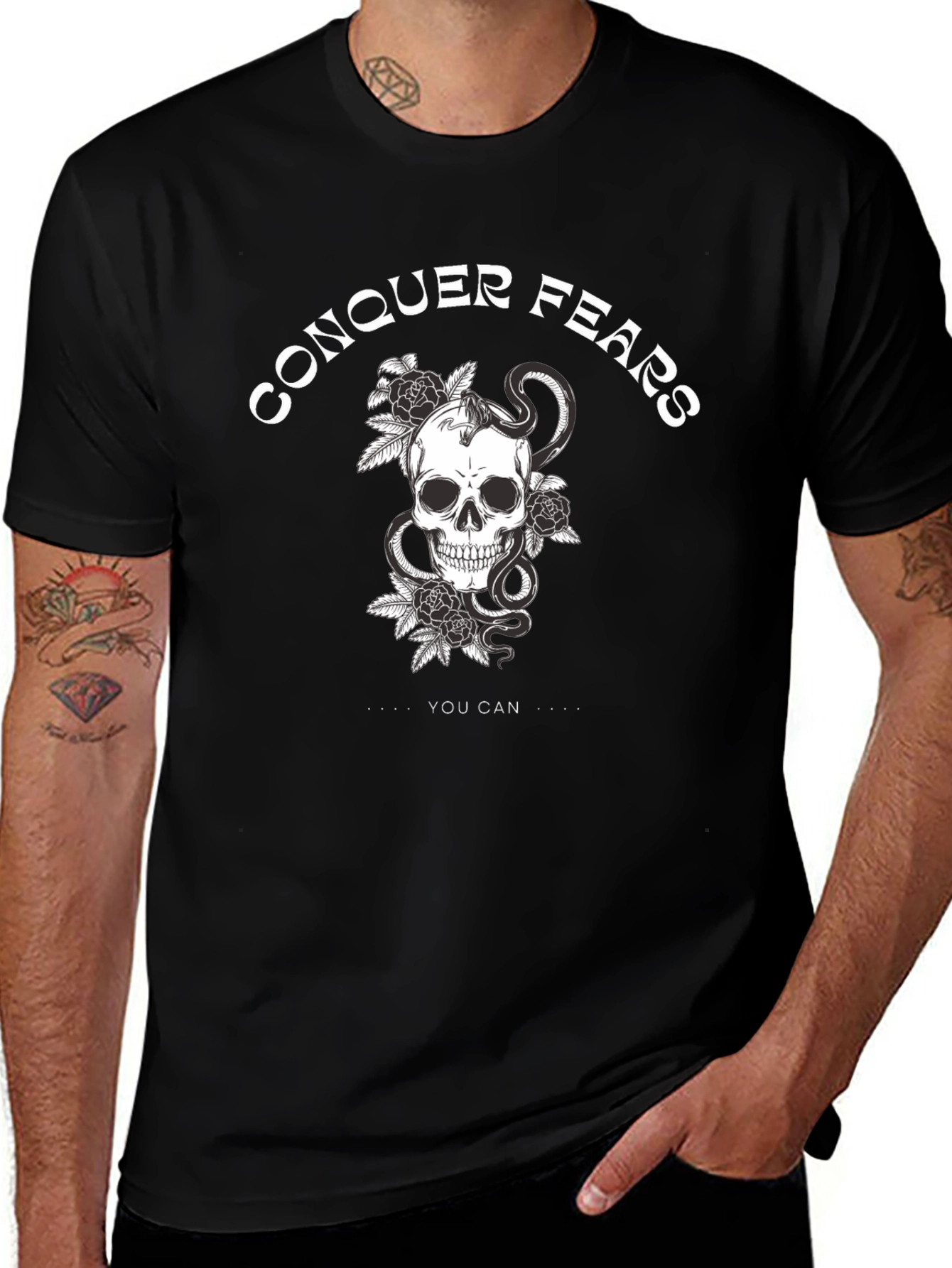 Variant 6 of Conquer Fears Skull Graphic T-Shirt