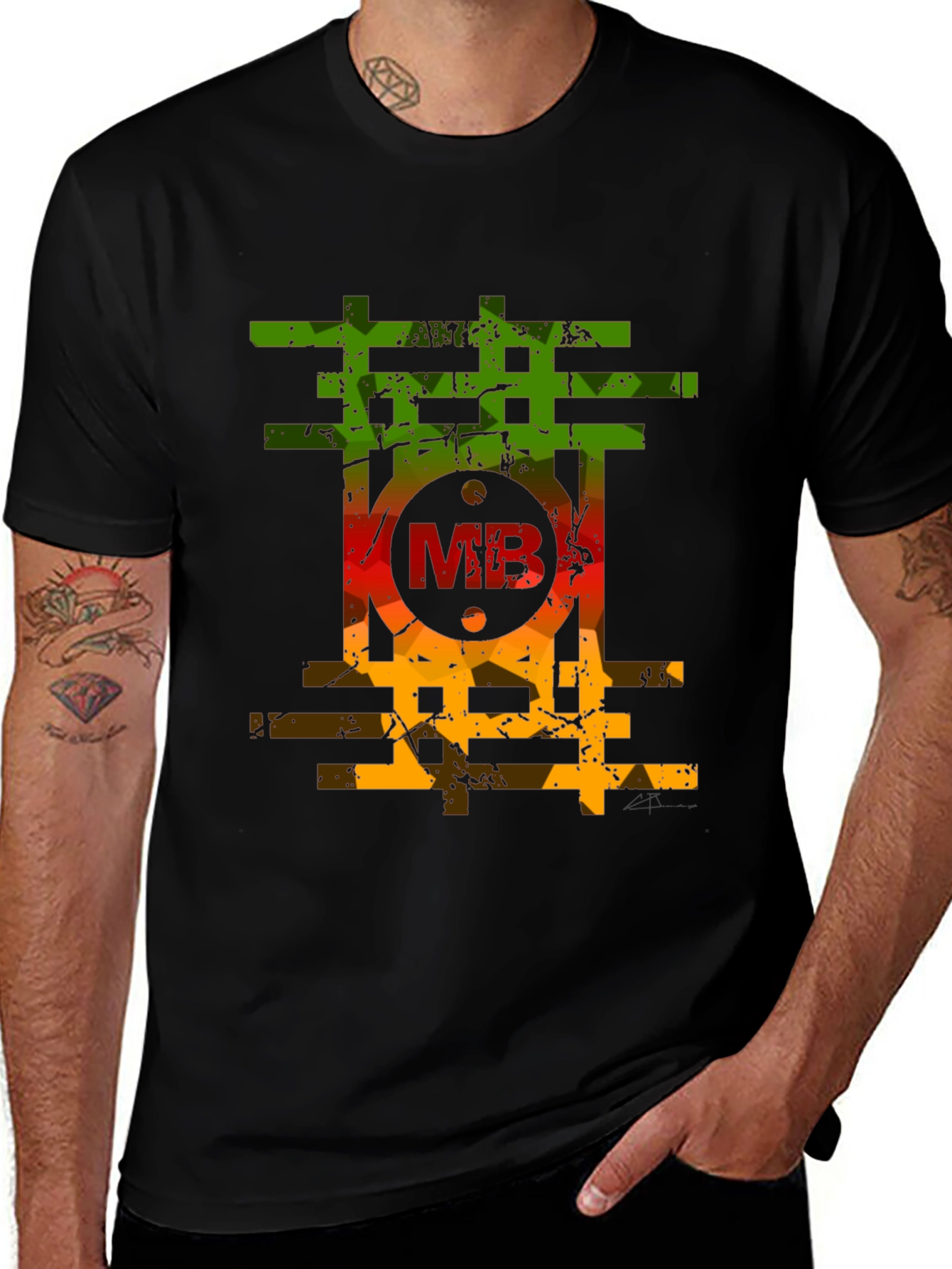 Variant 10 of Men's Black Reggae Style MB Graphic T-Shirt