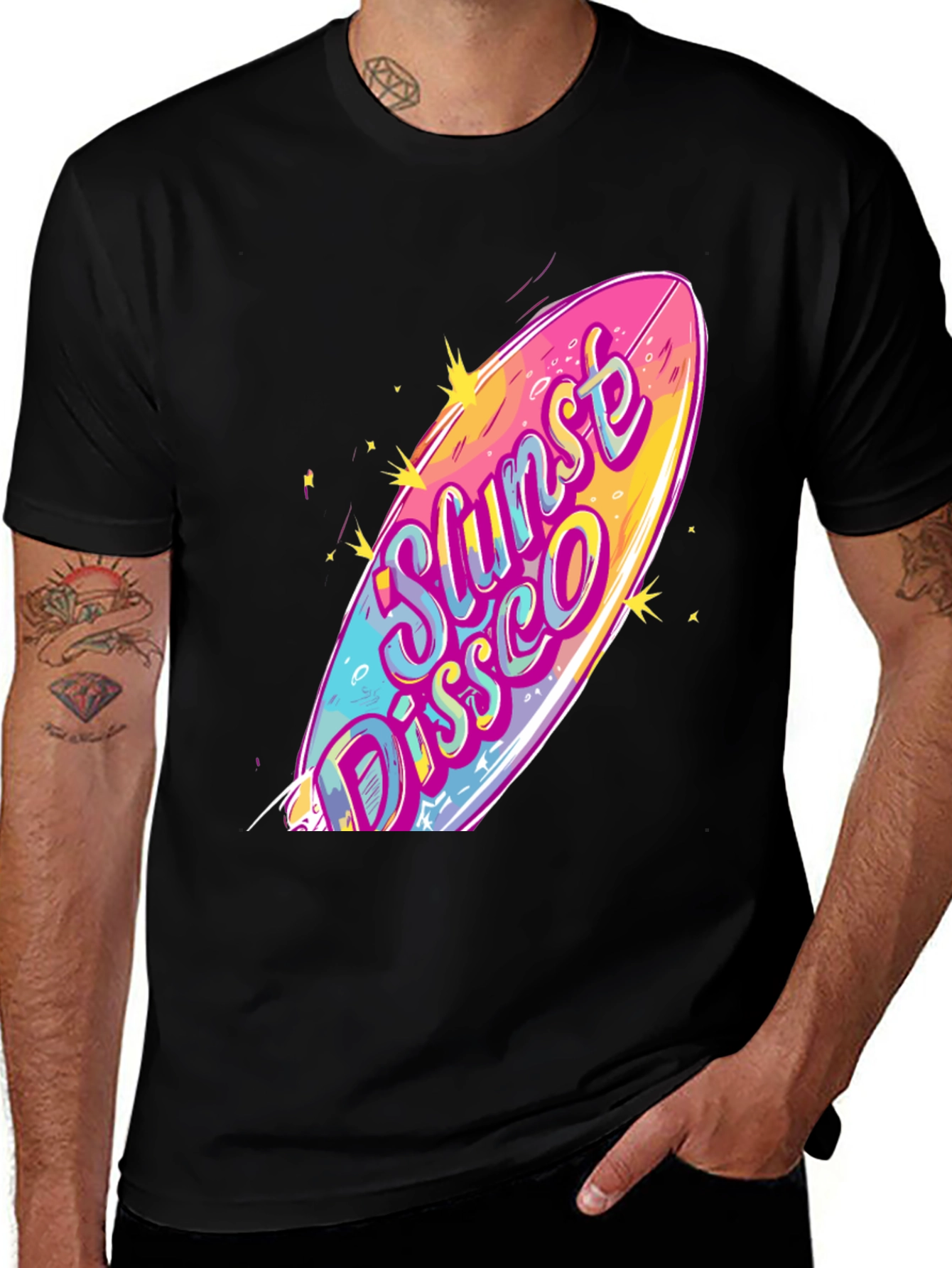 Variant 20 of Sunset Disco Surfboard Graphic Tee
