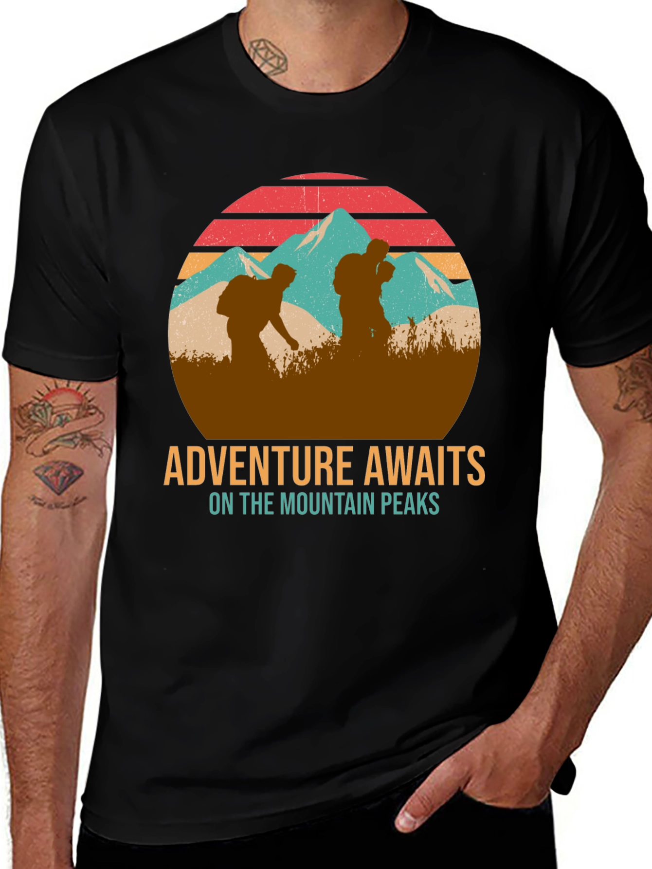 Variant 5 of Adventure Awaits Mountain Peaks Graphic T-Shirt