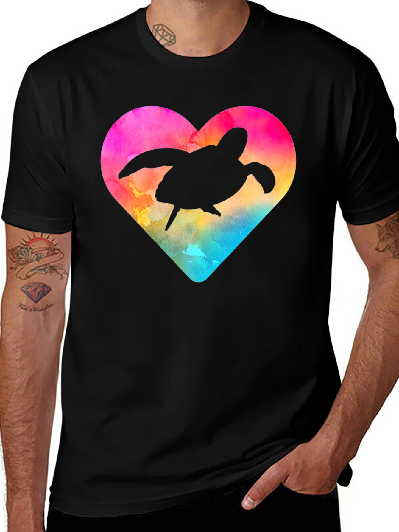 Variant 5 of Turtle Heart Watercolor Graphic T-Shirt