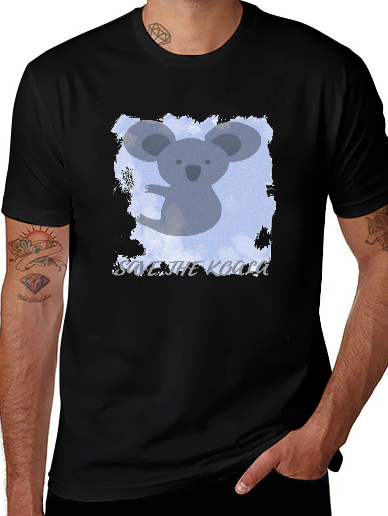 Variant 22 of Save the Koala Graphic Tee - Black Cotton Casual