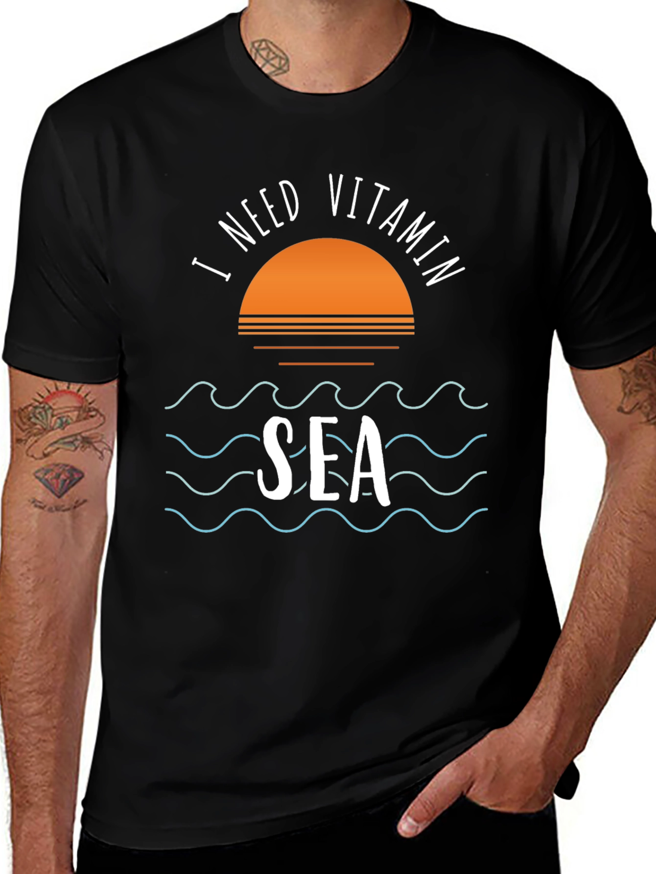 Variant 14 of I Need Vitamin Sea Black Graphic T-Shirt