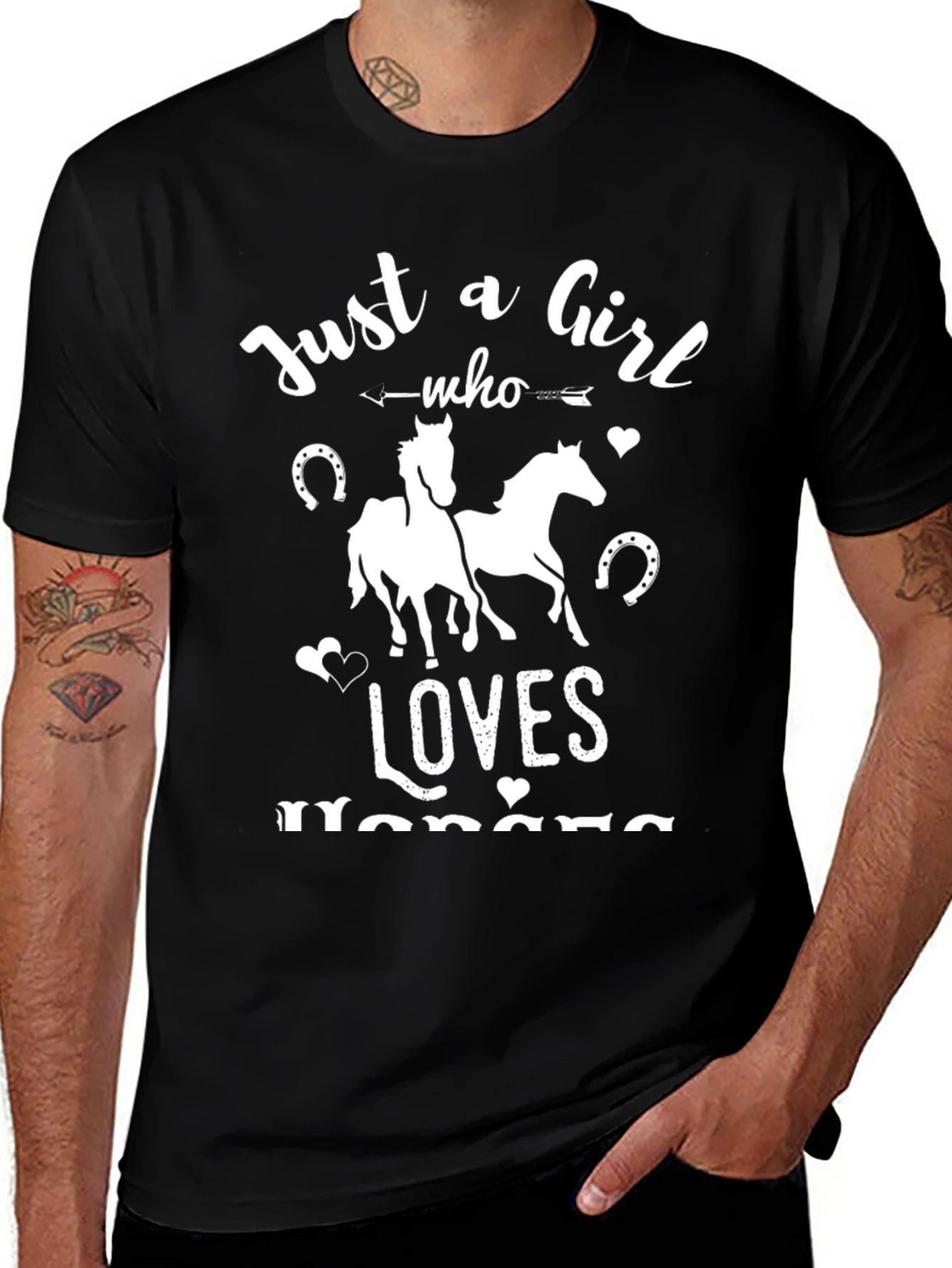 Variant 3 of Just A Girl Who Loves Horses Black T-Shirt