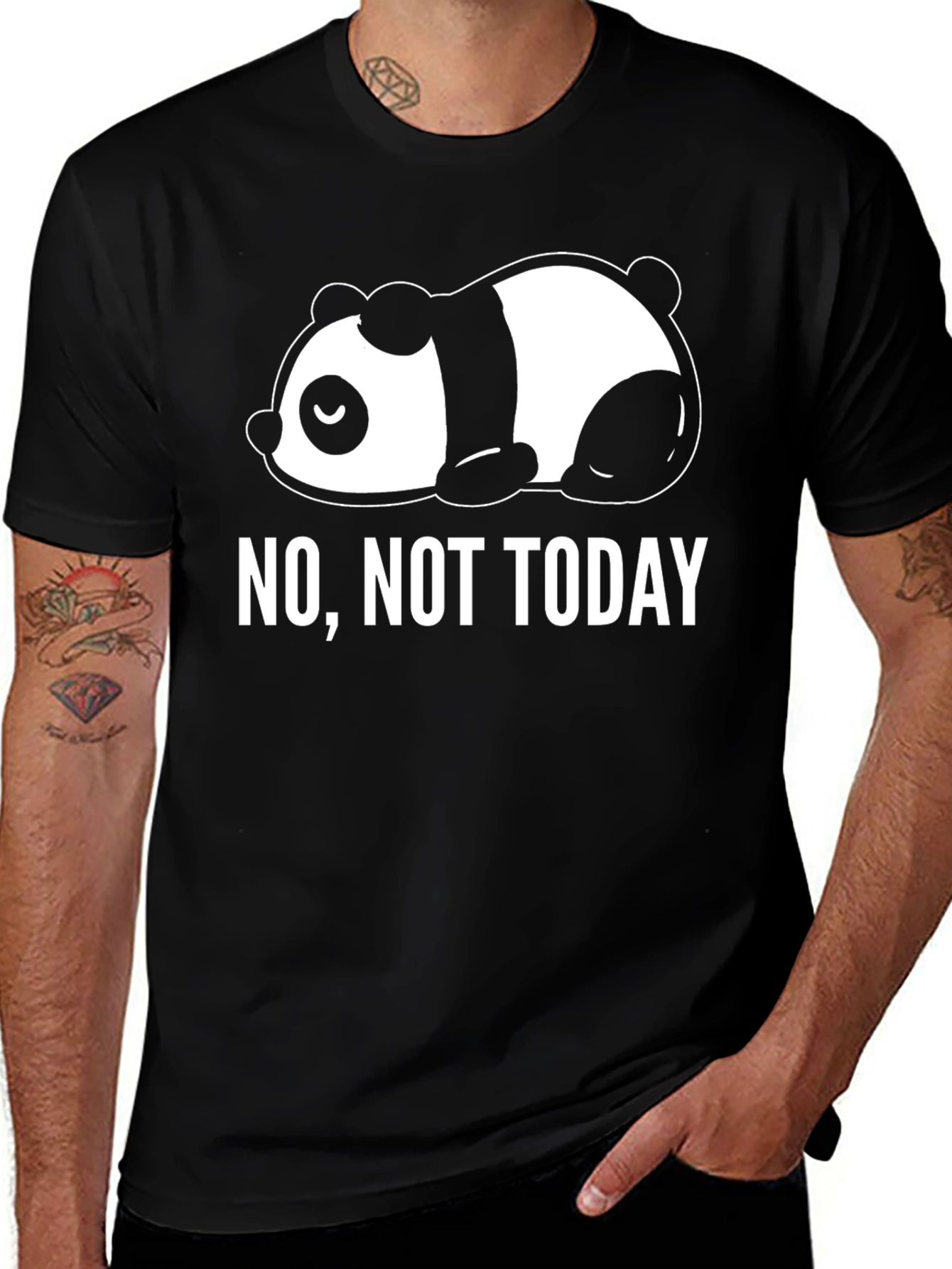 Variant 9 of No, Not Today Panda Graphic Tee - Black