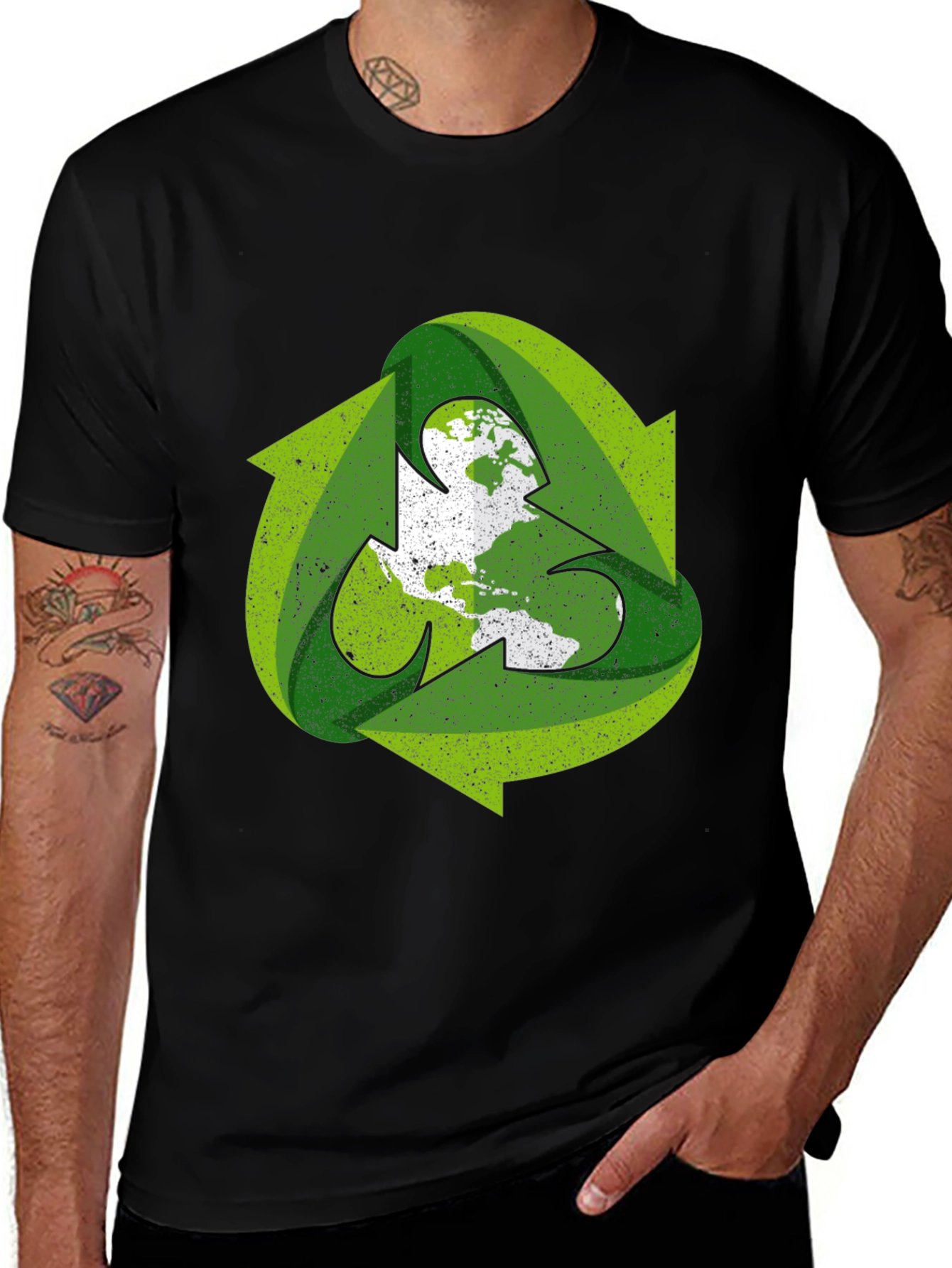 Variant 21 of Eco-Friendly Earth Recycle Symbol T-Shirt