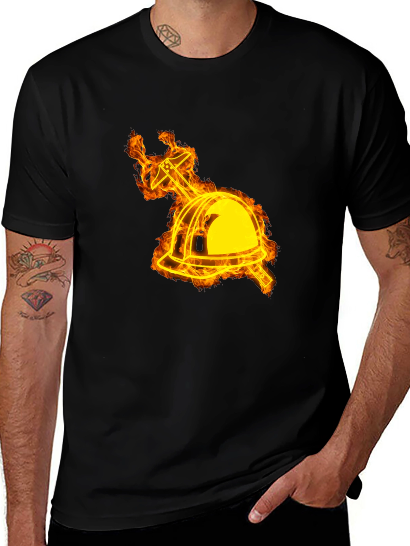 Variant 18 of Flaming Firefighter Helmet Graphic Tee